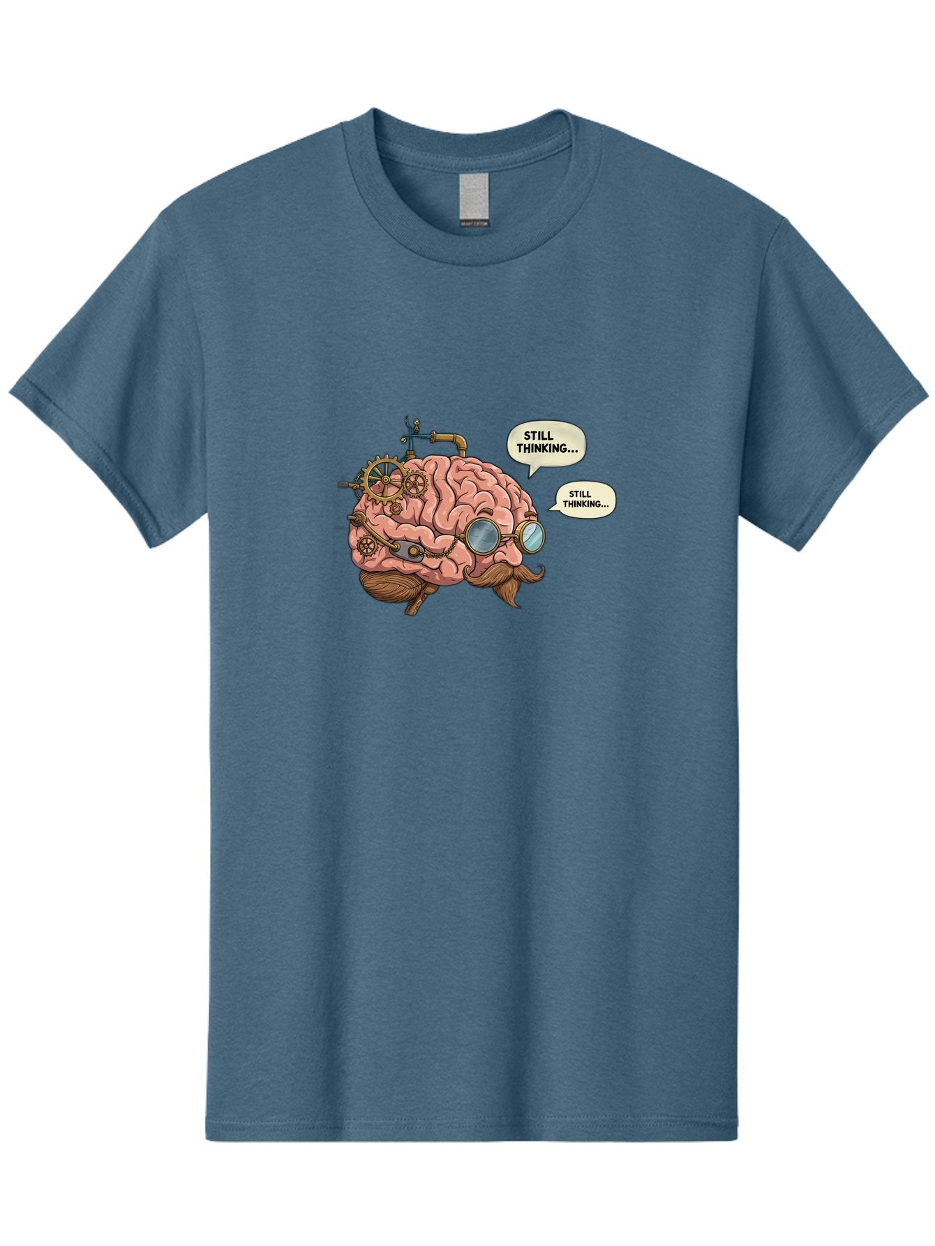 Steampunk-Brain-1 Men'S Graphic Tee, 100% Cotton, Comfortable Casual Summer Wear, Machine Washable, Steampunk Brain, Thinking Process, Problem Solving, Cognitive Function, Mental Gears, Creative Thought, Still Thinking Text, Brain Power, Bab460 4