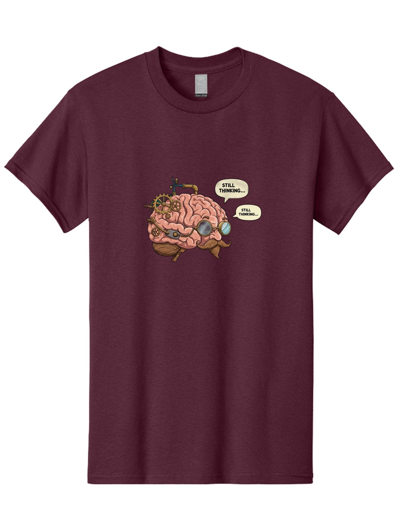 Steampunk-Brain-1 Men'S Graphic Tee, 100% Cotton, Comfortable Casual Summer Wear, Machine Washable, Steampunk Brain, Thinking Process, Problem Solving, Cognitive Function, Mental Gears, Creative Thought, Still Thinking Text, Brain Power, Bab460 10