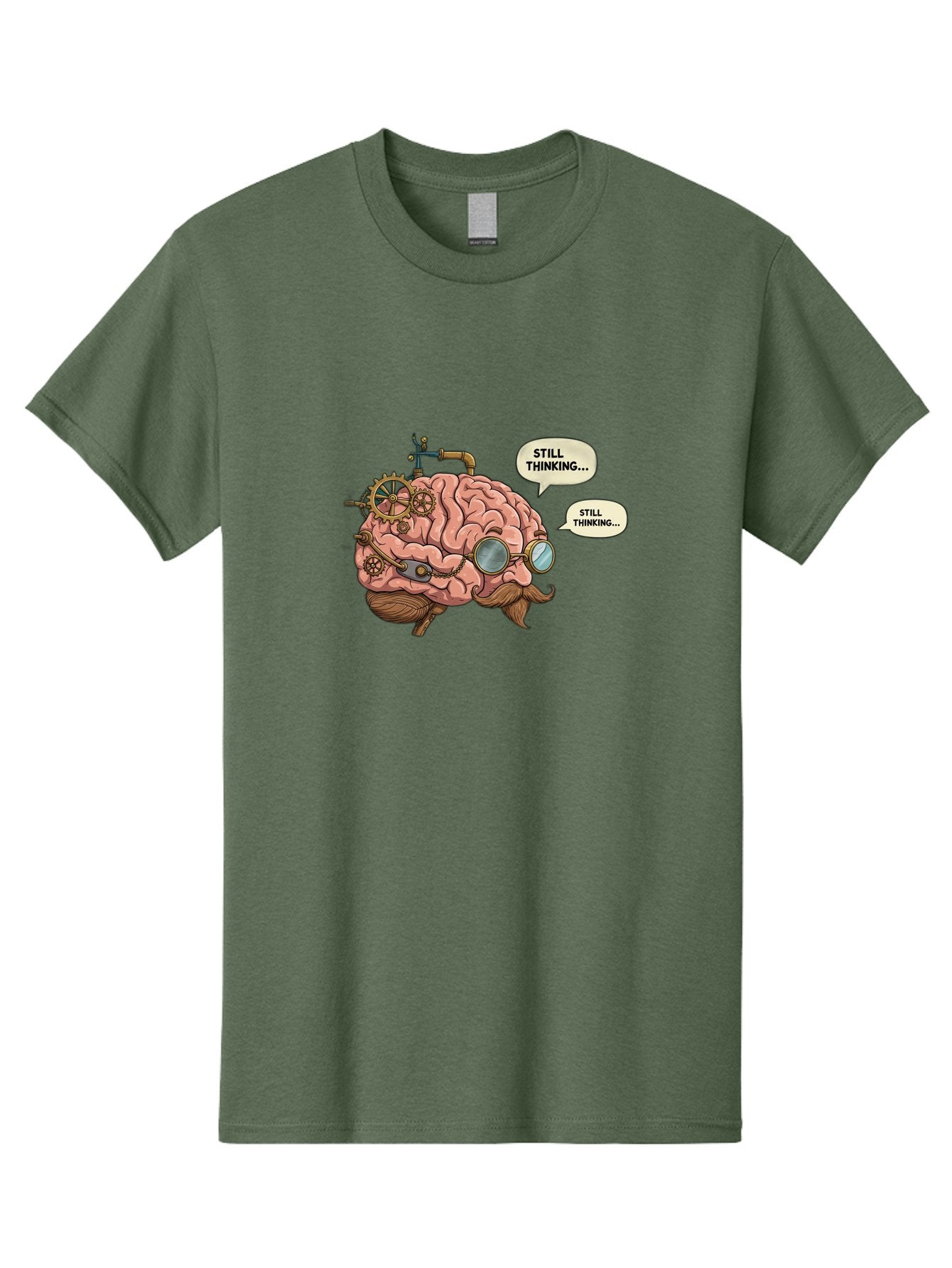 Steampunk-Brain-1 Men'S Graphic Tee, 100% Cotton, Comfortable Casual Summer Wear, Machine Washable, Steampunk Brain, Thinking Process, Problem Solving, Cognitive Function, Mental Gears, Creative Thought, Still Thinking Text, Brain Power, Bab460 14