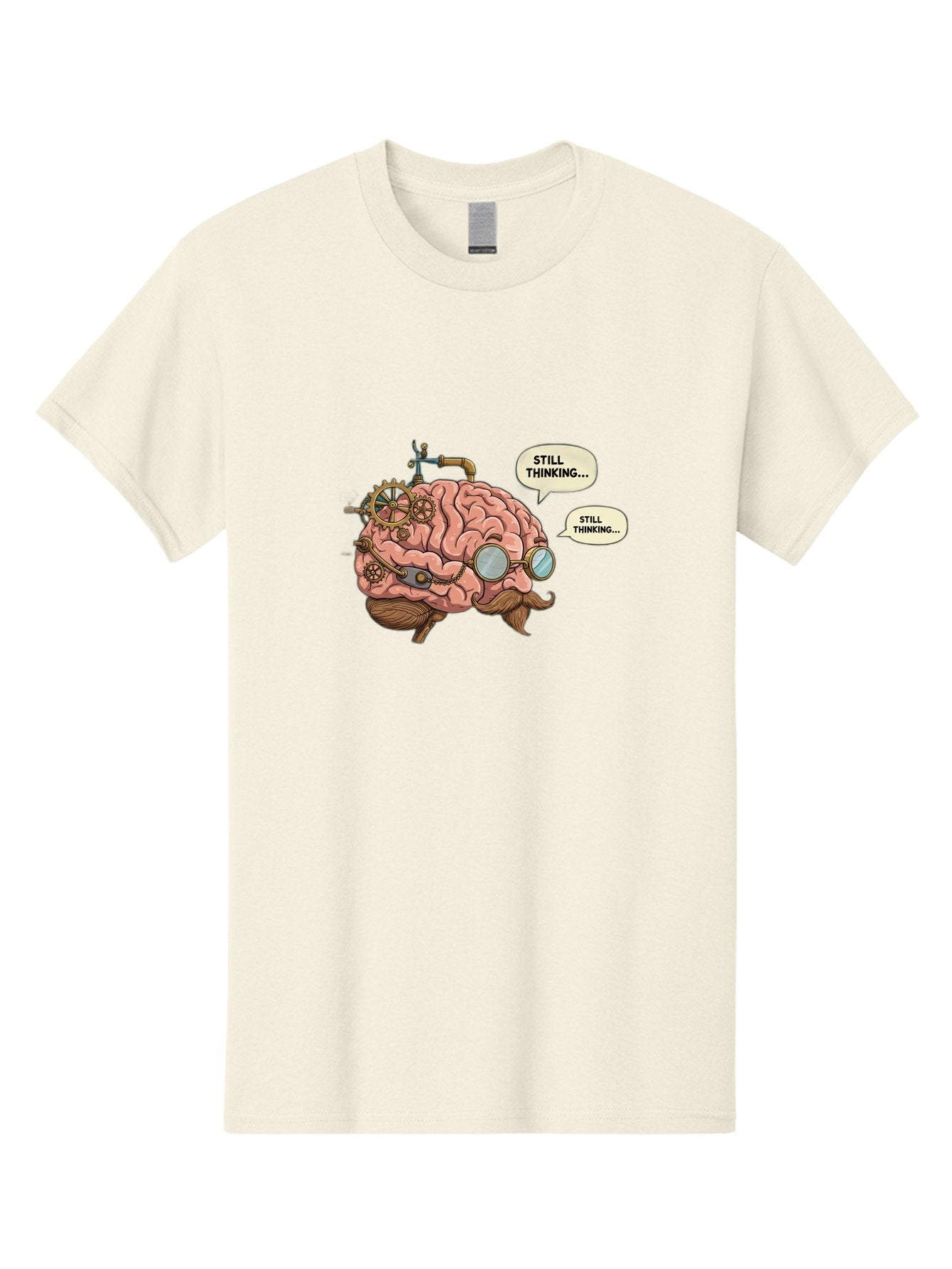 Steampunk-Brain-1 Men'S Graphic Tee, 100% Cotton, Comfortable Casual Summer Wear, Machine Washable, Steampunk Brain, Thinking Process, Problem Solving, Cognitive Function, Mental Gears, Creative Thought, Still Thinking Text, Brain Power, Bab460 7
