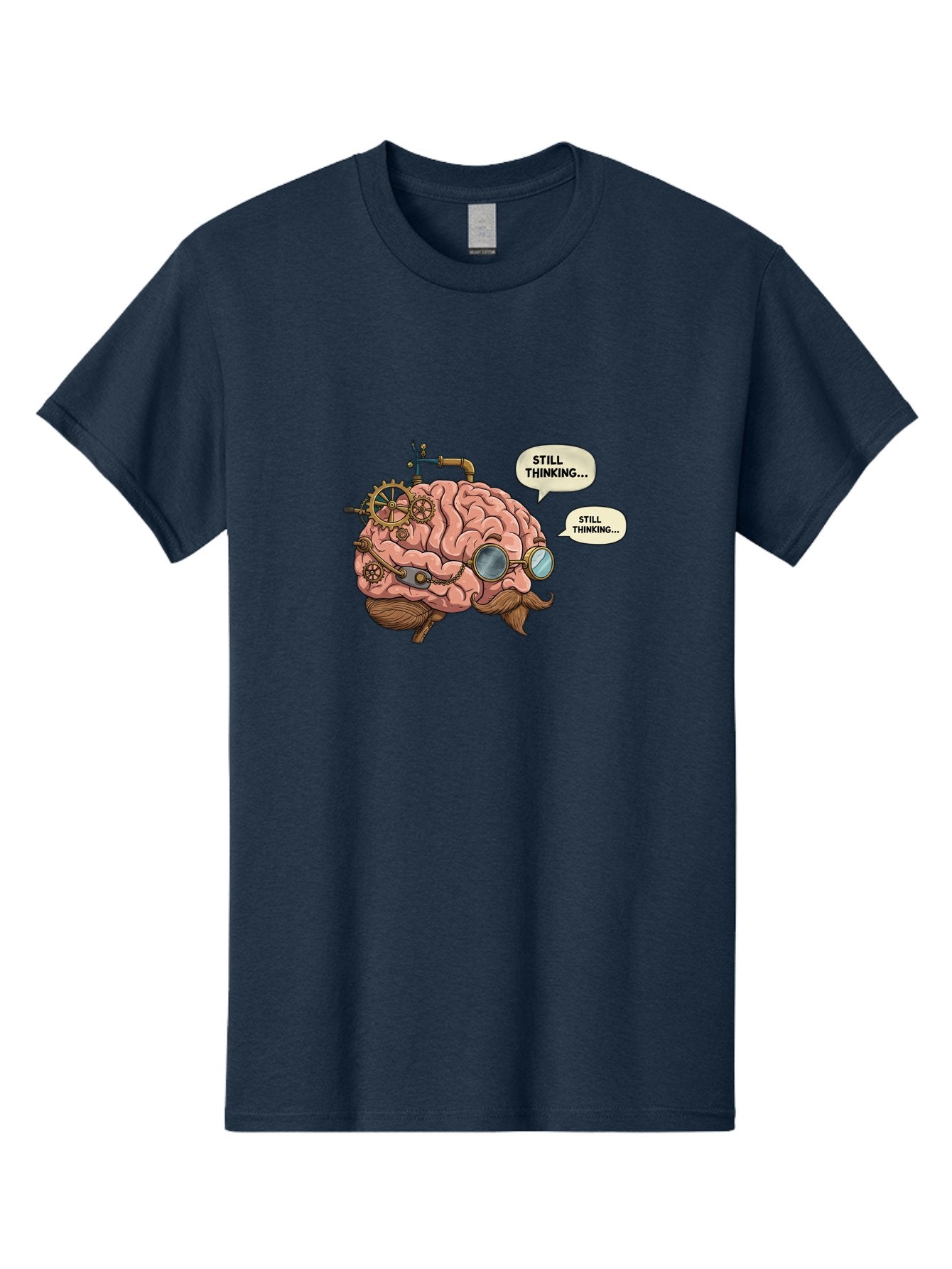 Steampunk-Brain-1 Men'S Graphic Tee, 100% Cotton, Comfortable Casual Summer Wear, Machine Washable, Steampunk Brain, Thinking Process, Problem Solving, Cognitive Function, Mental Gears, Creative Thought, Still Thinking Text, Brain Power, Bab460