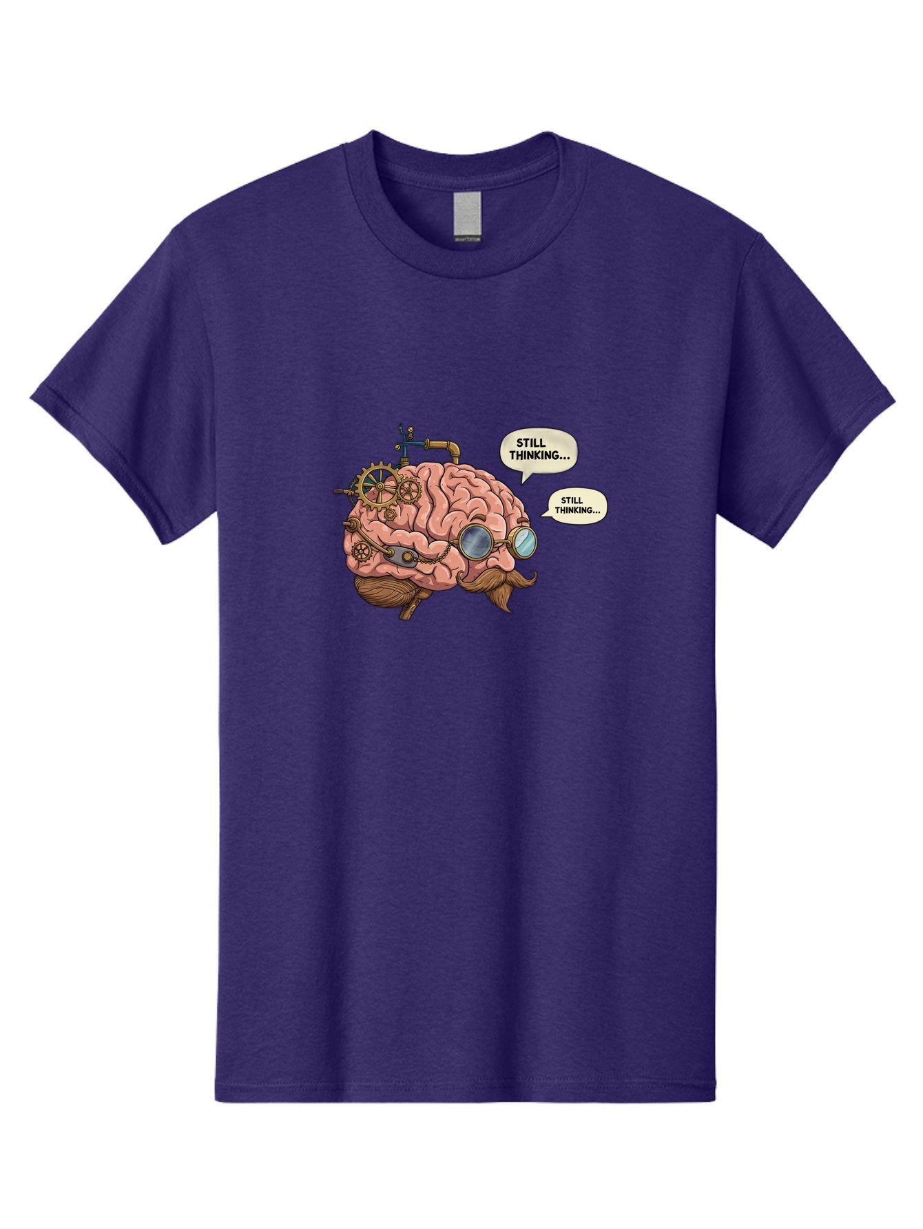 Steampunk-Brain-1 Men'S Graphic Tee, 100% Cotton, Comfortable Casual Summer Wear, Machine Washable, Steampunk Brain, Thinking Process, Problem Solving, Cognitive Function, Mental Gears, Creative Thought, Still Thinking Text, Brain Power, Bab460 5