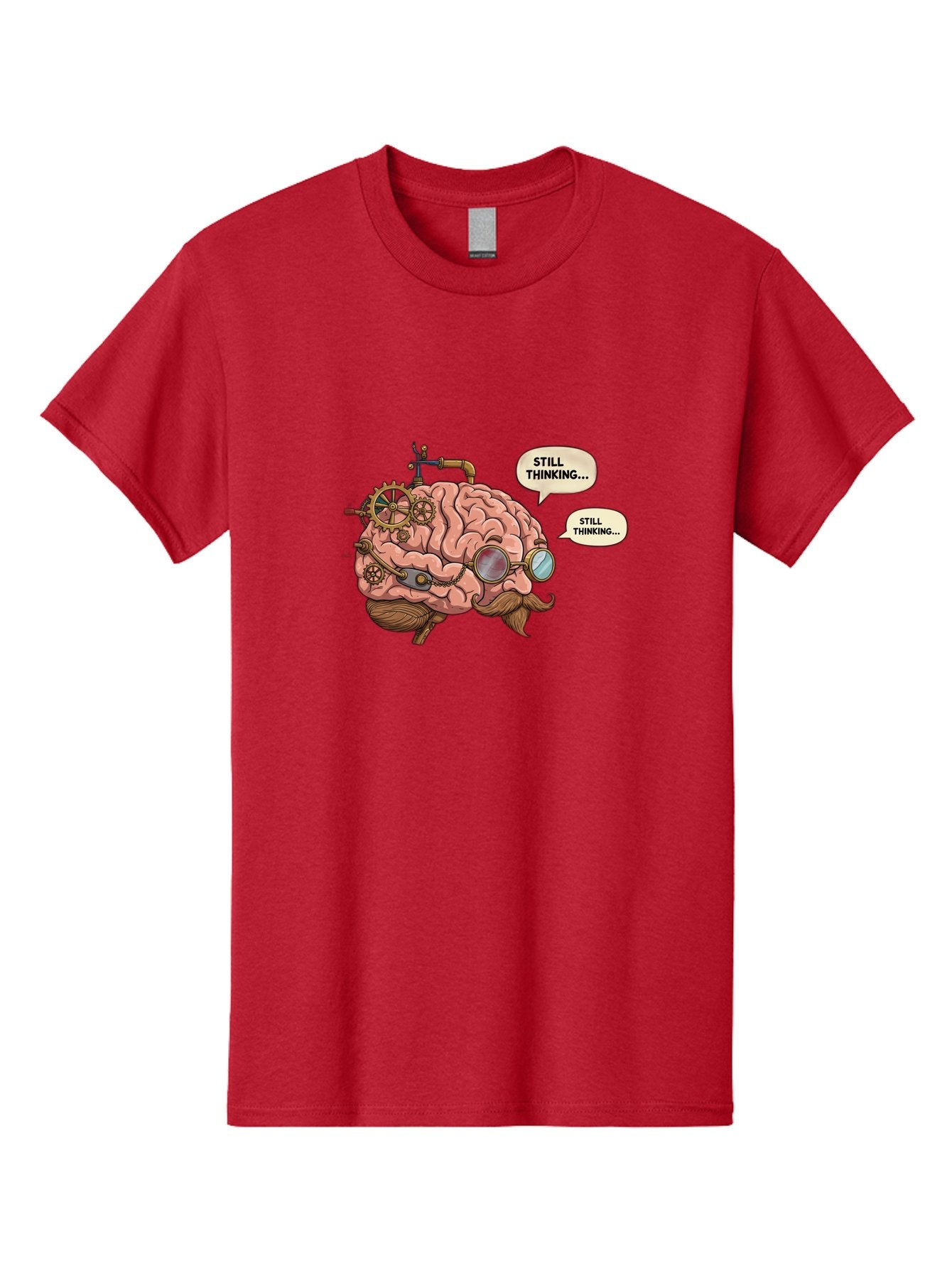 Steampunk-Brain-1 Men'S Graphic Tee, 100% Cotton, Comfortable Casual Summer Wear, Machine Washable, Steampunk Brain, Thinking Process, Problem Solving, Cognitive Function, Mental Gears, Creative Thought, Still Thinking Text, Brain Power, Bab460 11