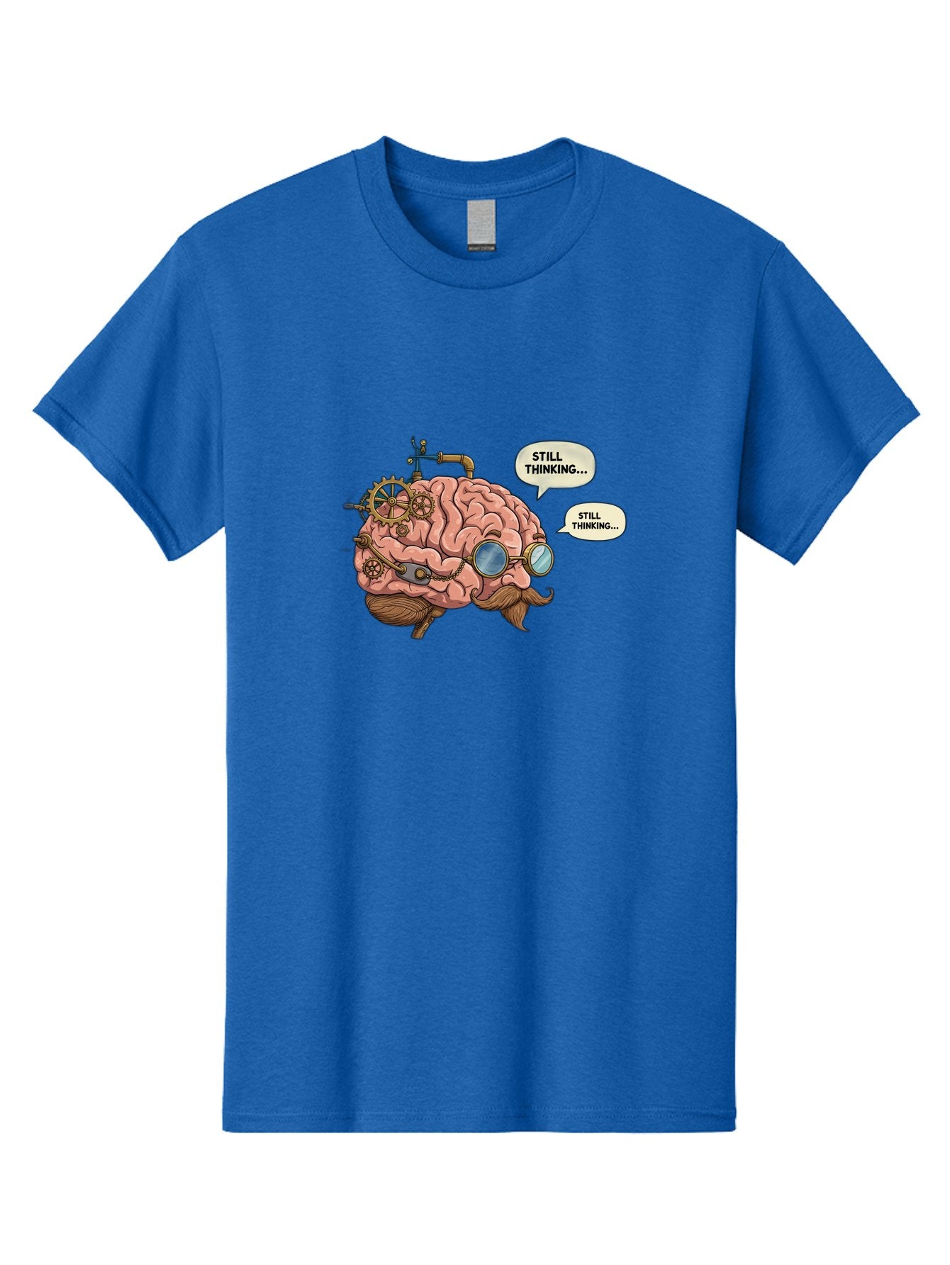 Steampunk-Brain-1 Men'S Graphic Tee, 100% Cotton, Comfortable Casual Summer Wear, Machine Washable, Steampunk Brain, Thinking Process, Problem Solving, Cognitive Function, Mental Gears, Creative Thought, Still Thinking Text, Brain Power, Bab460 13