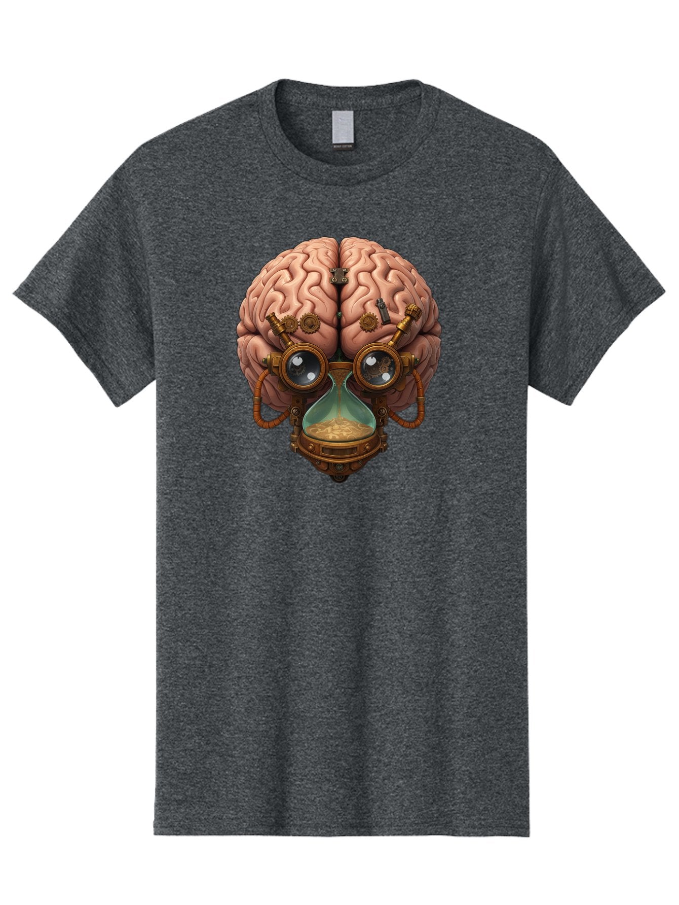 Steampunk-Brain Men'S Graphic Tee, 100% Cotton, Comfortable Casual Summer Wear, Machine Washable, Steampunk-Inspired Art, Brain With Goggles, Hourglass, Gears, Cogs, Industrial Design, Futuristic Innovation, Surrealism, Creative Imagination, Bab461 10