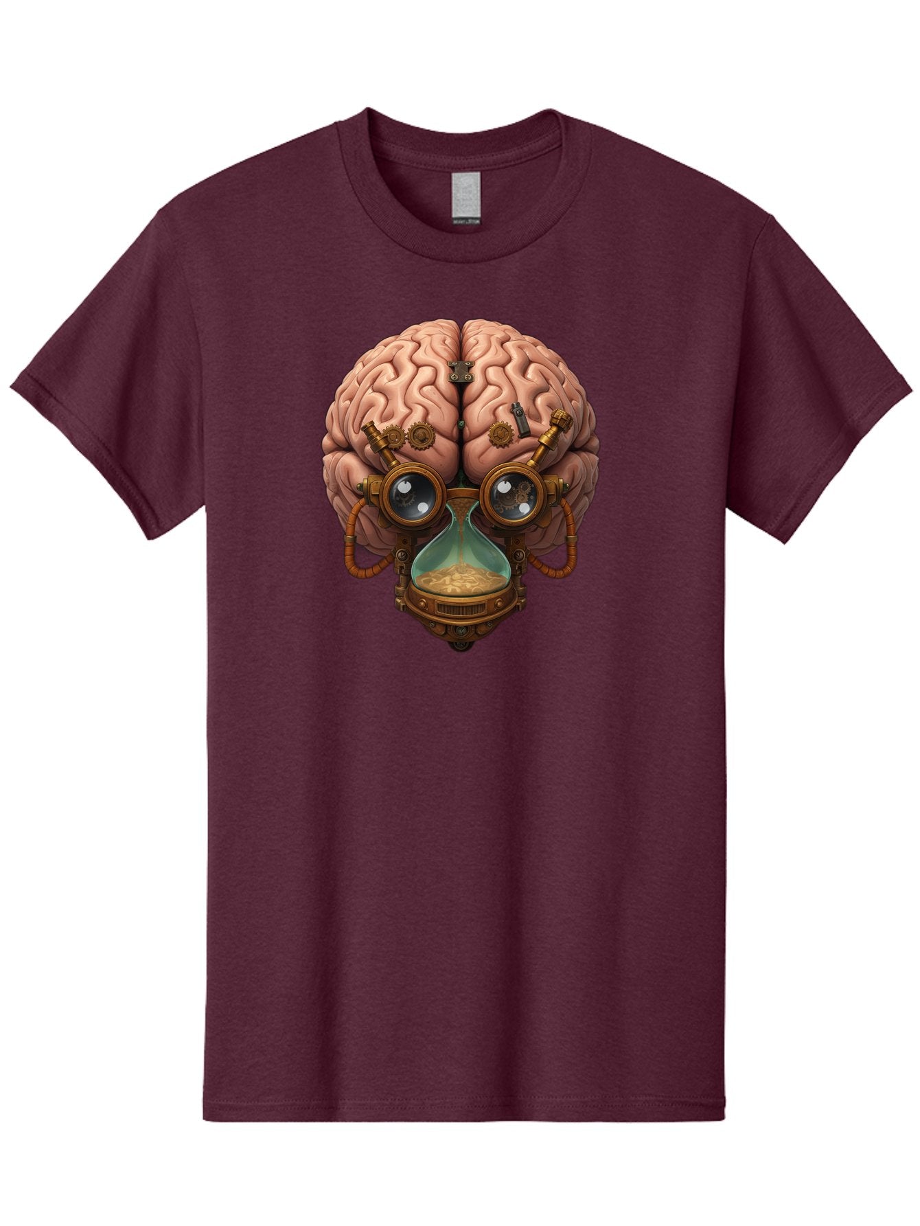 Steampunk-Brain Men'S Graphic Tee, 100% Cotton, Comfortable Casual Summer Wear, Machine Washable, Steampunk-Inspired Art, Brain With Goggles, Hourglass, Gears, Cogs, Industrial Design, Futuristic Innovation, Surrealism, Creative Imagination, Bab461 12