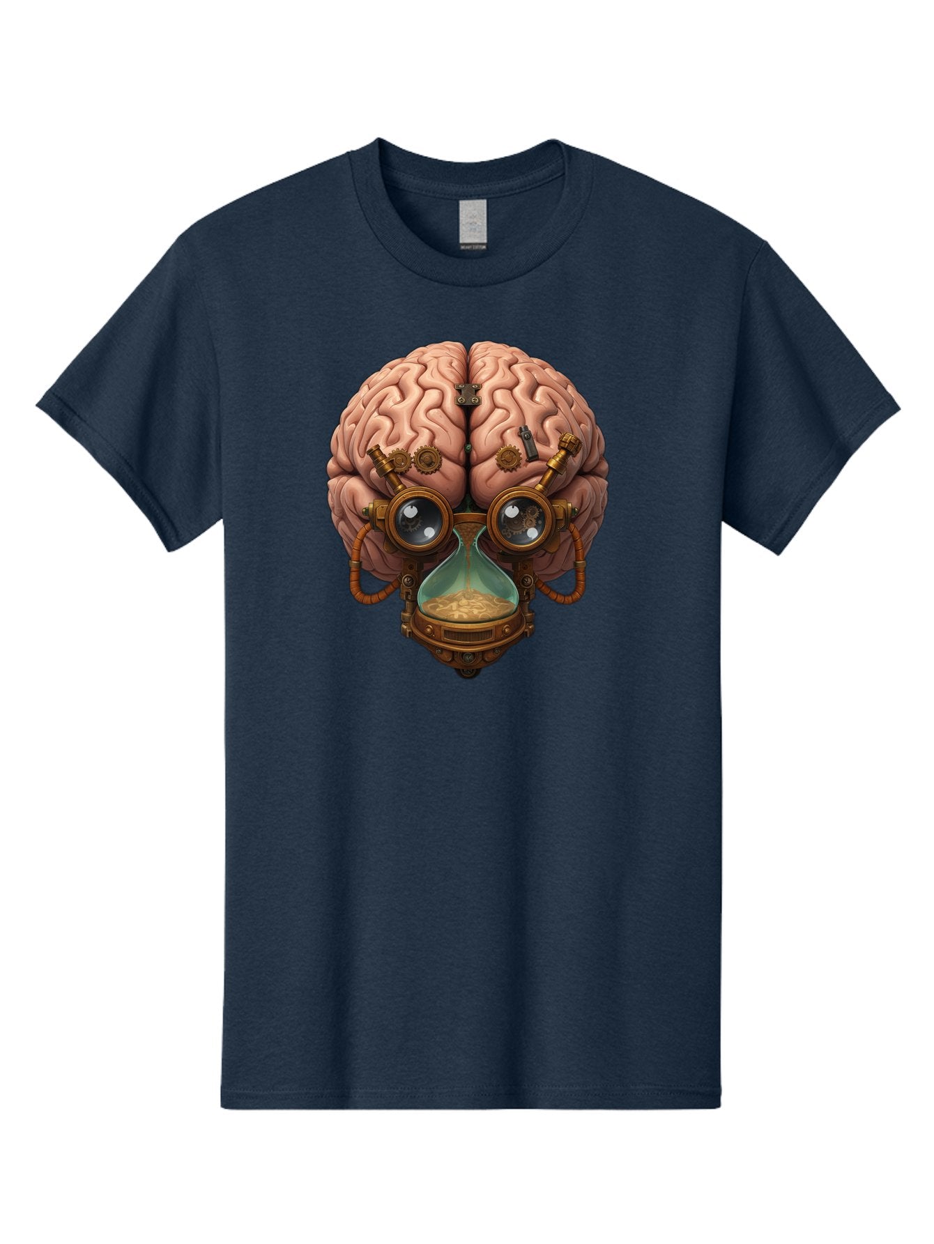 Steampunk-Brain Men'S Graphic Tee, 100% Cotton, Comfortable Casual Summer Wear, Machine Washable, Steampunk-Inspired Art, Brain With Goggles, Hourglass, Gears, Cogs, Industrial Design, Futuristic Innovation, Surrealism, Creative Imagination, Bab461 14
