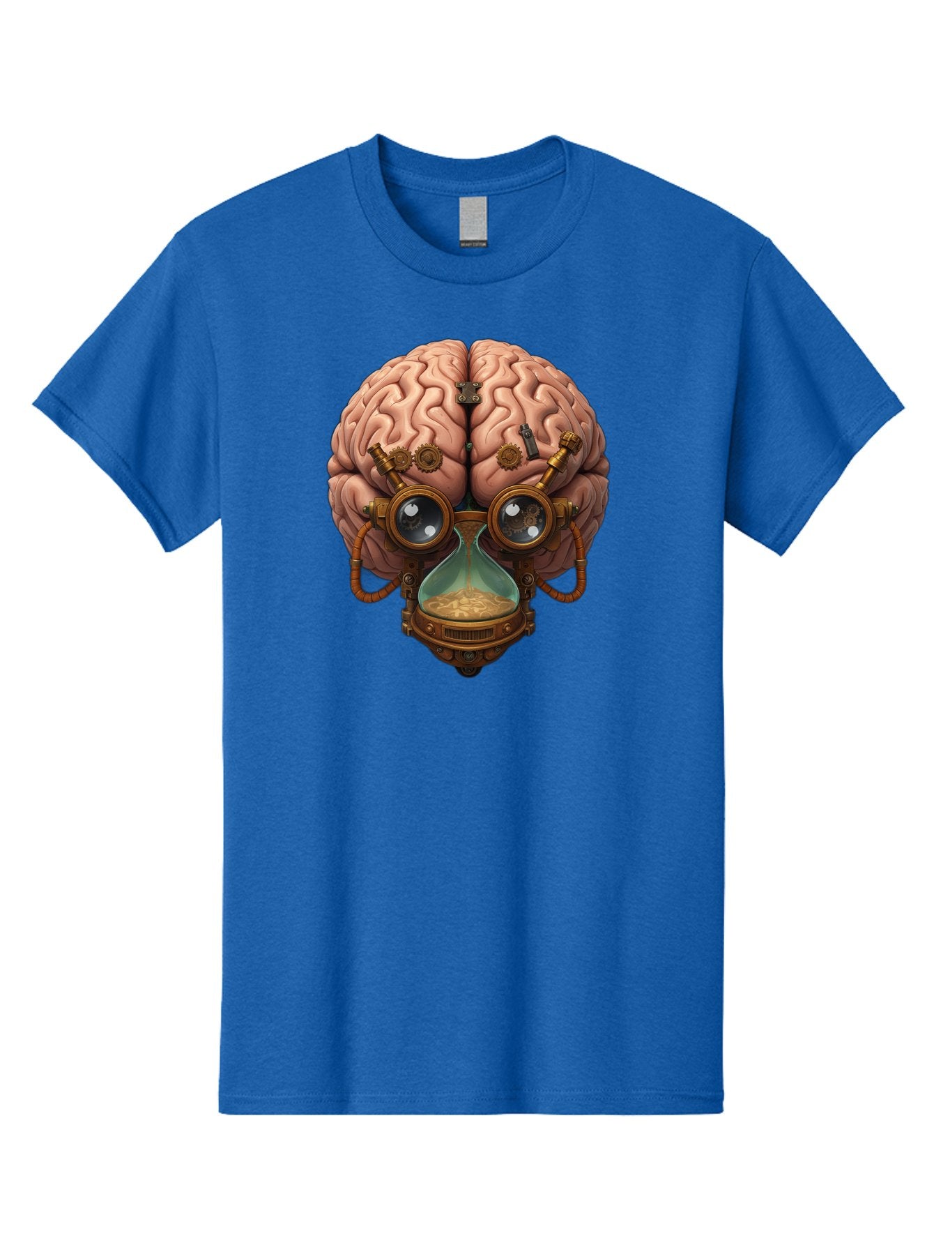 Steampunk-Brain Men'S Graphic Tee, 100% Cotton, Comfortable Casual Summer Wear, Machine Washable, Steampunk-Inspired Art, Brain With Goggles, Hourglass, Gears, Cogs, Industrial Design, Futuristic Innovation, Surrealism, Creative Imagination, Bab461 11