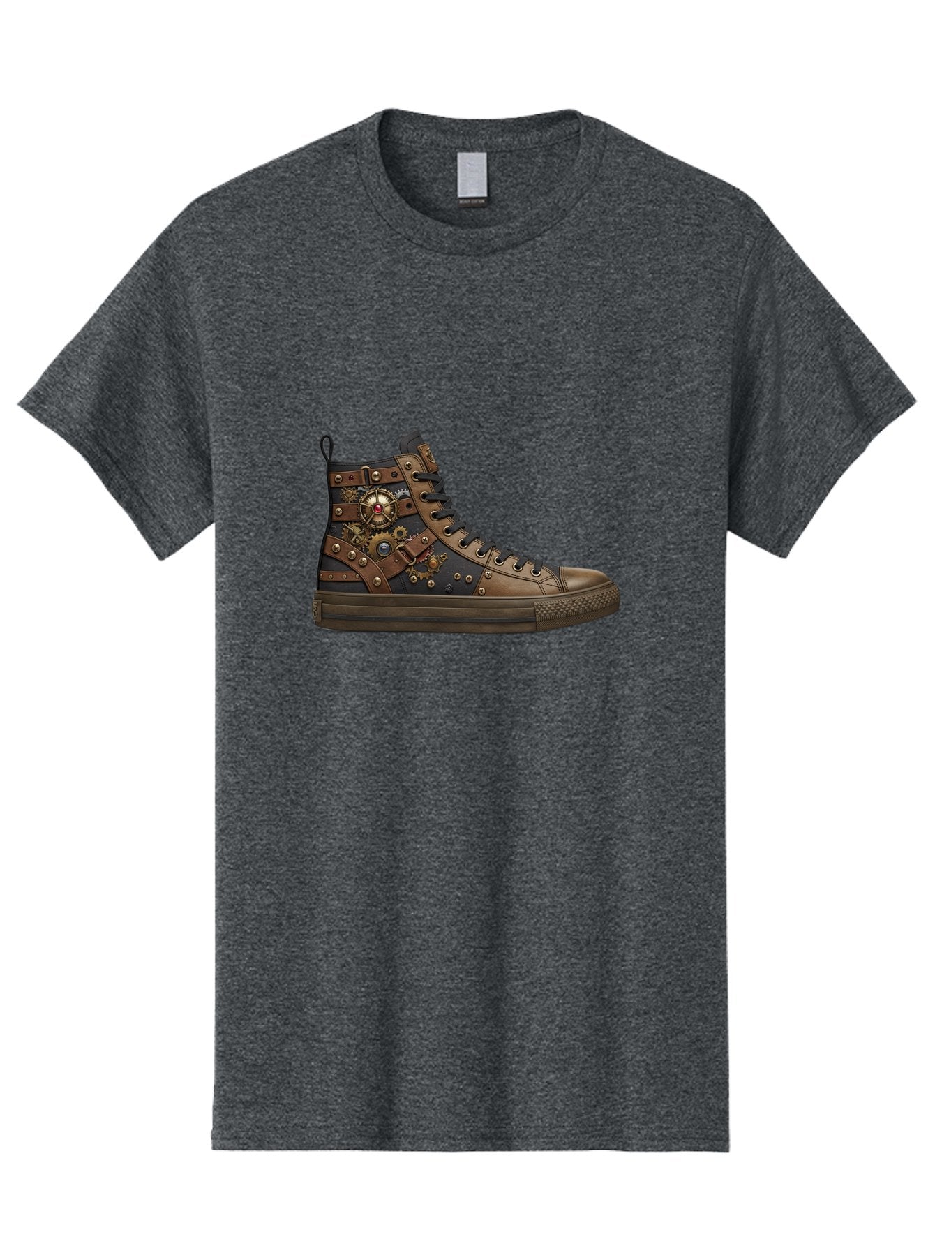 Steampunk-Sneaker Men'S Graphic Tee, 100% Cotton, Comfortable Casual Summer Wear, Machine Washable, Steampunk Fashion, High-Top Sneaker, Leather Accents, Industrial Design, Gear Details, Metal Rivets, Bold Style, Edgy Look, Unique Footwear Bab463 13