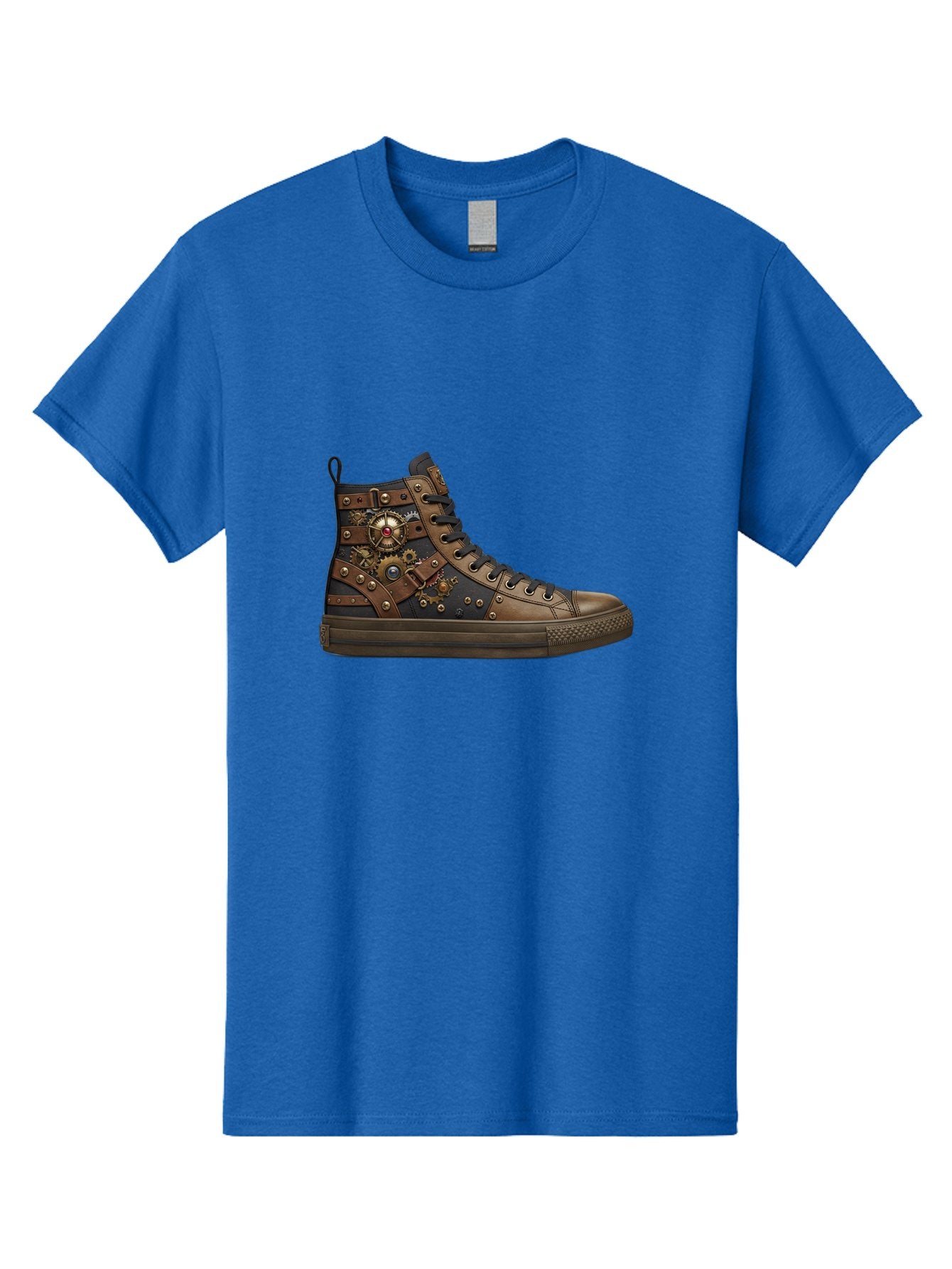 Steampunk-Sneaker Men'S Graphic Tee, 100% Cotton, Comfortable Casual Summer Wear, Machine Washable, Steampunk Fashion, High-Top Sneaker, Leather Accents, Industrial Design, Gear Details, Metal Rivets, Bold Style, Edgy Look, Unique Footwear Bab463 12