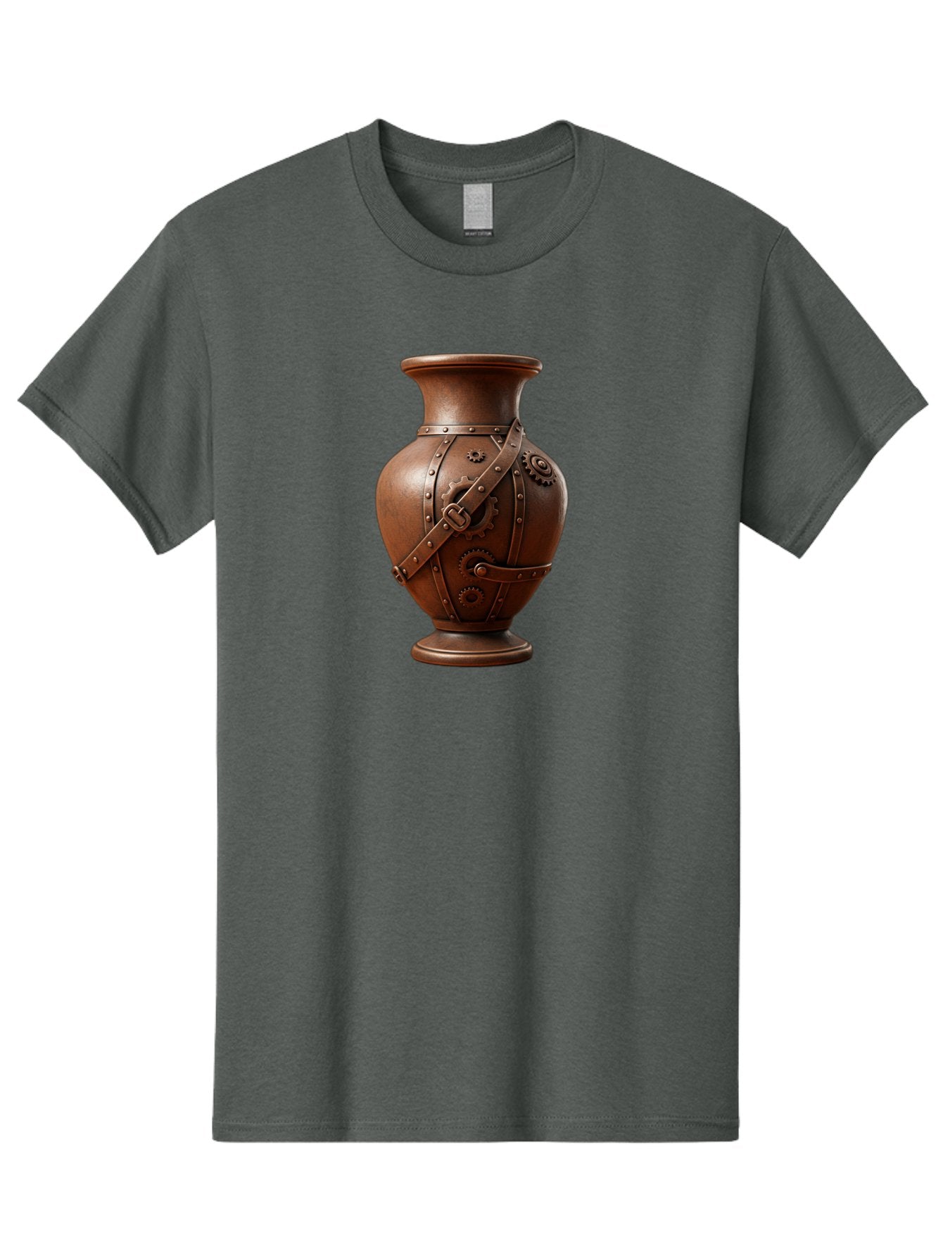 Steampunk-Vase Men'S Graphic Tee, 100% Cotton, Comfortable Casual Summer Wear, Machine Washable, Steampunk Style Vase, Antique Bronze Finish, Metallic Straps, Gear Mechanisms, Industrial Chic, Vintage Decor, Unique Art Piece, Bab464 4