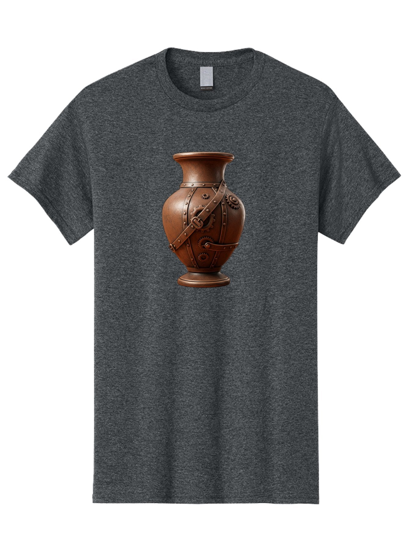 Steampunk-Vase Men'S Graphic Tee, 100% Cotton, Comfortable Casual Summer Wear, Machine Washable, Steampunk Style Vase, Antique Bronze Finish, Metallic Straps, Gear Mechanisms, Industrial Chic, Vintage Decor, Unique Art Piece, Bab464 7