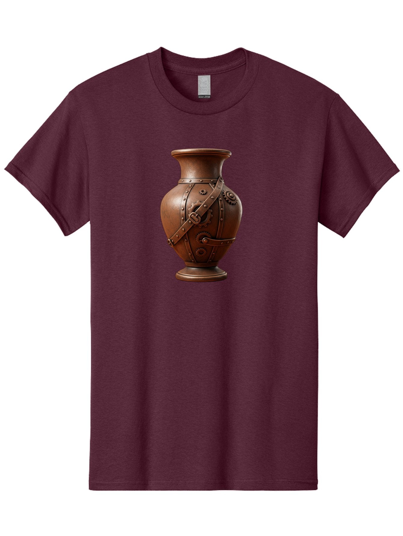 Steampunk-Vase Men'S Graphic Tee, 100% Cotton, Comfortable Casual Summer Wear, Machine Washable, Steampunk Style Vase, Antique Bronze Finish, Metallic Straps, Gear Mechanisms, Industrial Chic, Vintage Decor, Unique Art Piece, Bab464 13