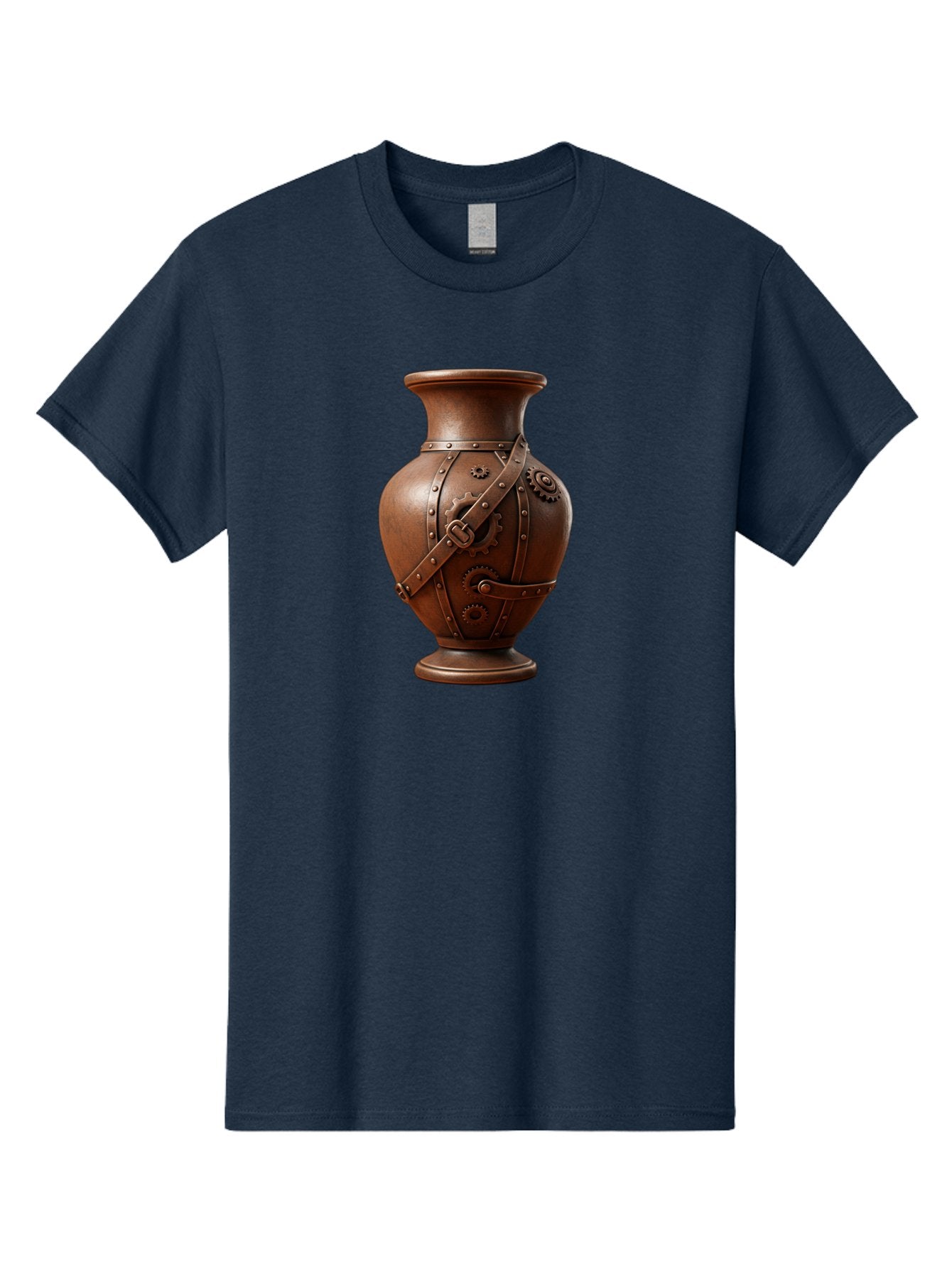 Steampunk-Vase Men'S Graphic Tee, 100% Cotton, Comfortable Casual Summer Wear, Machine Washable, Steampunk Style Vase, Antique Bronze Finish, Metallic Straps, Gear Mechanisms, Industrial Chic, Vintage Decor, Unique Art Piece, Bab464 10