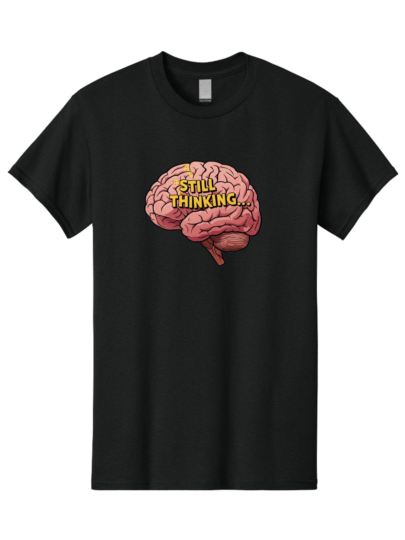 Still-Thinking-1 Men'S Graphic Tee, 100% Cotton, Comfortable Casual Summer Wear, Machine Washable, Human Brain, Thinking Process, Cognitive Function, Problem Solving, Mental Activity, Still Thinking, Cartoon Brain, Neuroscience, Bab465 5