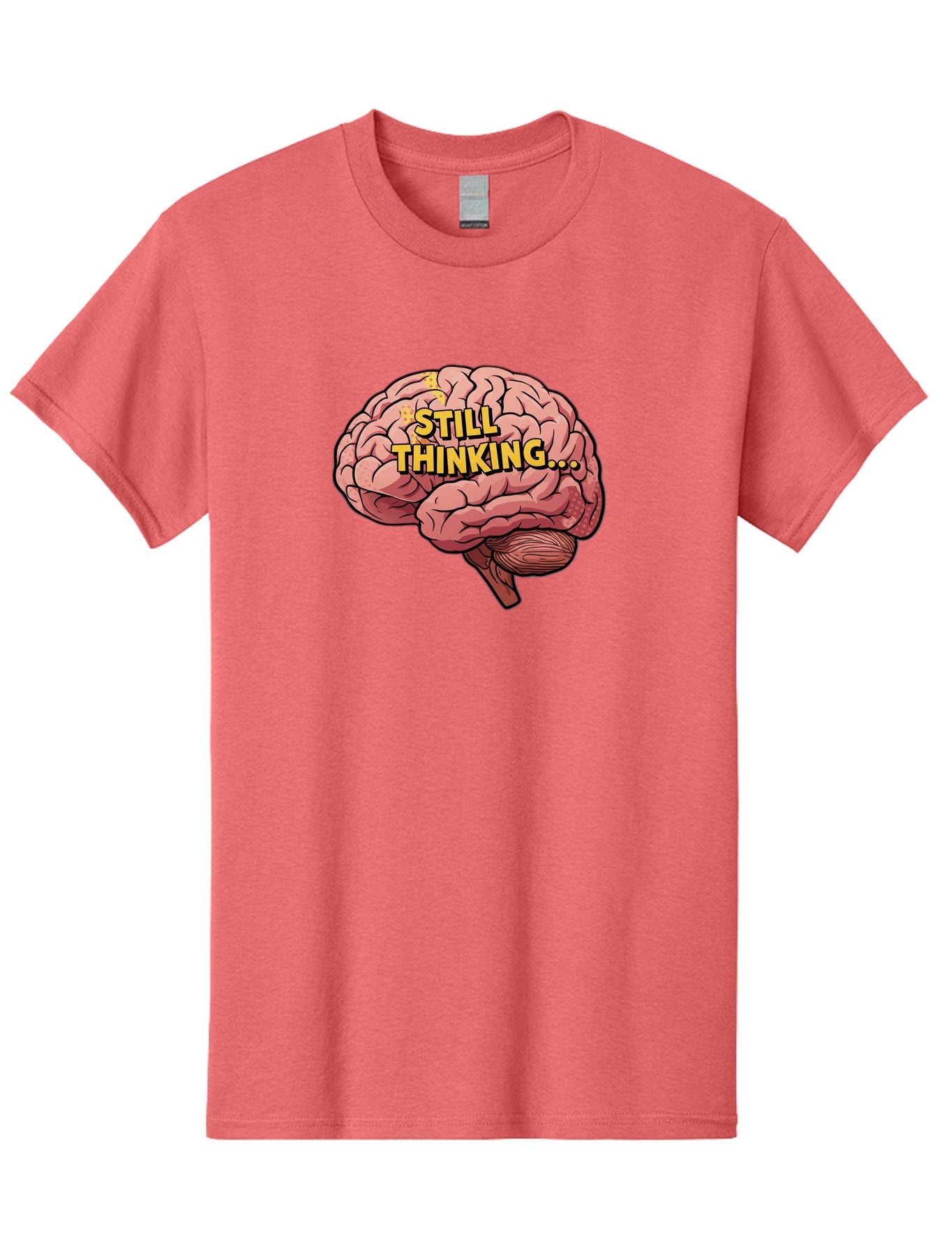 Still-Thinking-1 Men'S Graphic Tee, 100% Cotton, Comfortable Casual Summer Wear, Machine Washable, Human Brain, Thinking Process, Cognitive Function, Problem Solving, Mental Activity, Still Thinking, Cartoon Brain, Neuroscience, Bab465