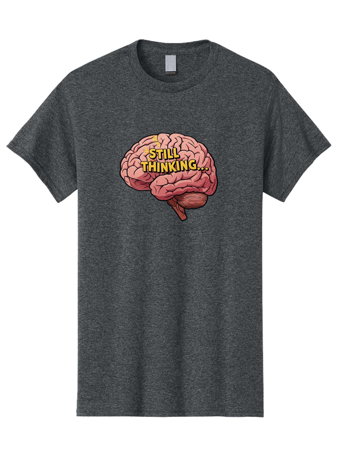 Still-Thinking-1 Men'S Graphic Tee, 100% Cotton, Comfortable Casual Summer Wear, Machine Washable, Human Brain, Thinking Process, Cognitive Function, Problem Solving, Mental Activity, Still Thinking, Cartoon Brain, Neuroscience, Bab465 12