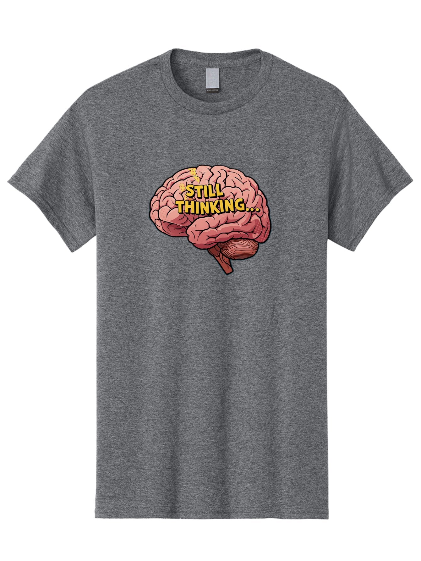 Still-Thinking-1 Men'S Graphic Tee, 100% Cotton, Comfortable Casual Summer Wear, Machine Washable, Human Brain, Thinking Process, Cognitive Function, Problem Solving, Mental Activity, Still Thinking, Cartoon Brain, Neuroscience, Bab465 15