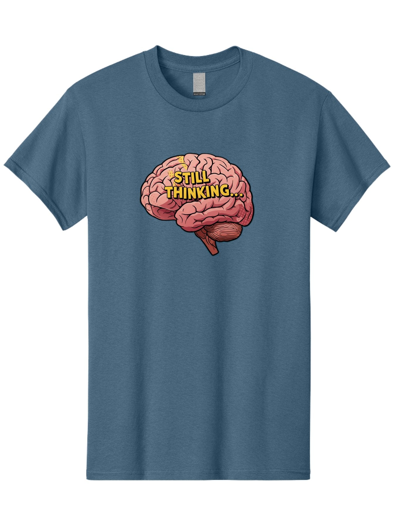 Still-Thinking-1 Men'S Graphic Tee, 100% Cotton, Comfortable Casual Summer Wear, Machine Washable, Human Brain, Thinking Process, Cognitive Function, Problem Solving, Mental Activity, Still Thinking, Cartoon Brain, Neuroscience, Bab465 10