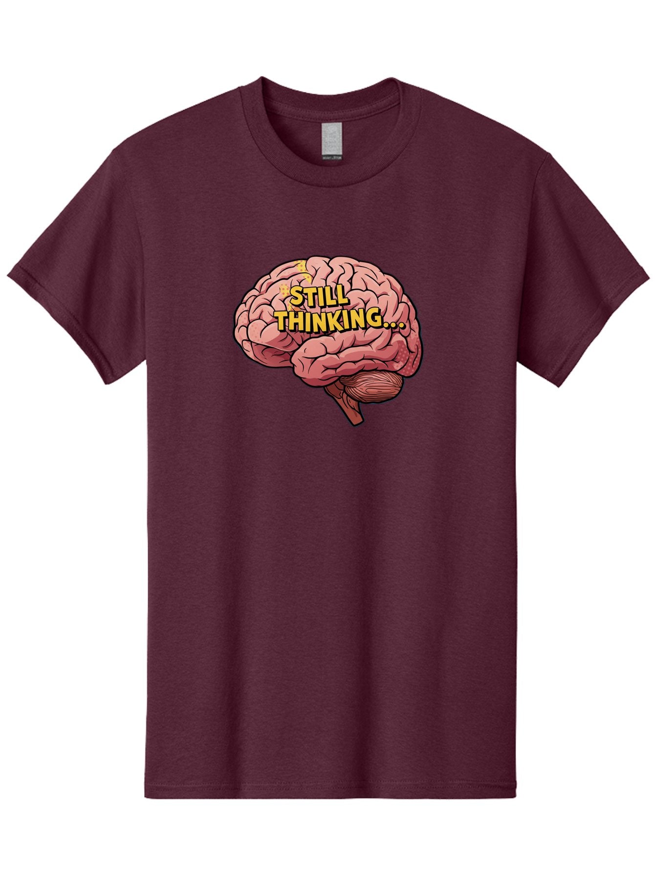 Still-Thinking-1 Men'S Graphic Tee, 100% Cotton, Comfortable Casual Summer Wear, Machine Washable, Human Brain, Thinking Process, Cognitive Function, Problem Solving, Mental Activity, Still Thinking, Cartoon Brain, Neuroscience, Bab465 3