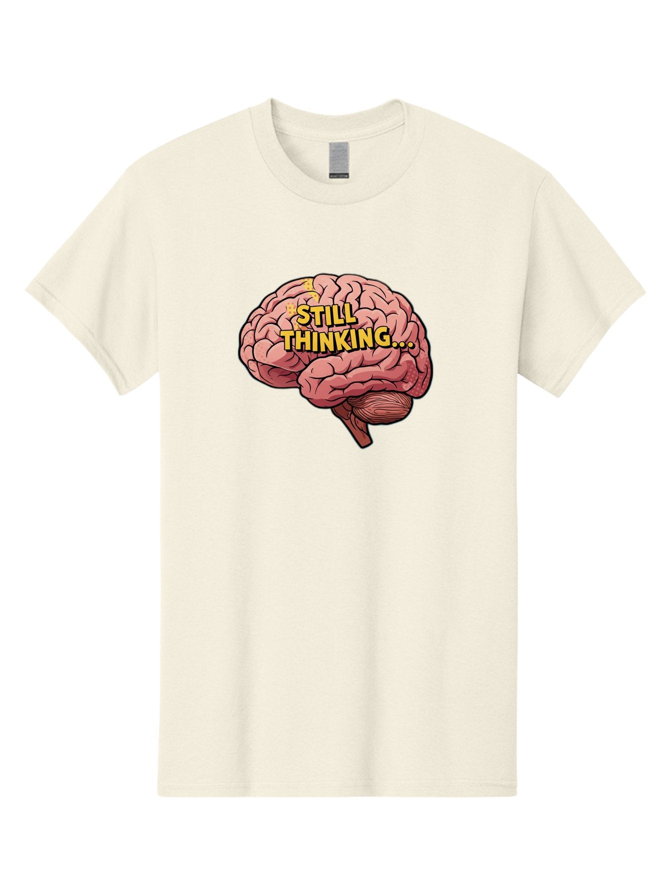 Still-Thinking-1 Men'S Graphic Tee, 100% Cotton, Comfortable Casual Summer Wear, Machine Washable, Human Brain, Thinking Process, Cognitive Function, Problem Solving, Mental Activity, Still Thinking, Cartoon Brain, Neuroscience, Bab465 13