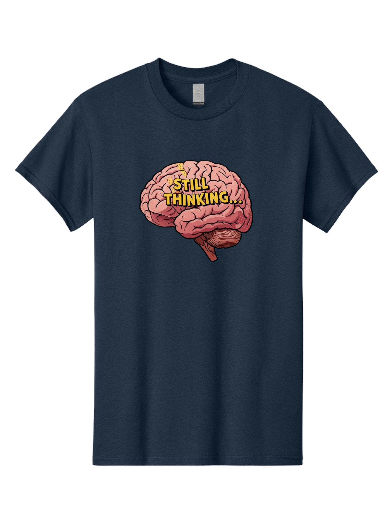 Still-Thinking-1 Men'S Graphic Tee, 100% Cotton, Comfortable Casual Summer Wear, Machine Washable, Human Brain, Thinking Process, Cognitive Function, Problem Solving, Mental Activity, Still Thinking, Cartoon Brain, Neuroscience, Bab465 7