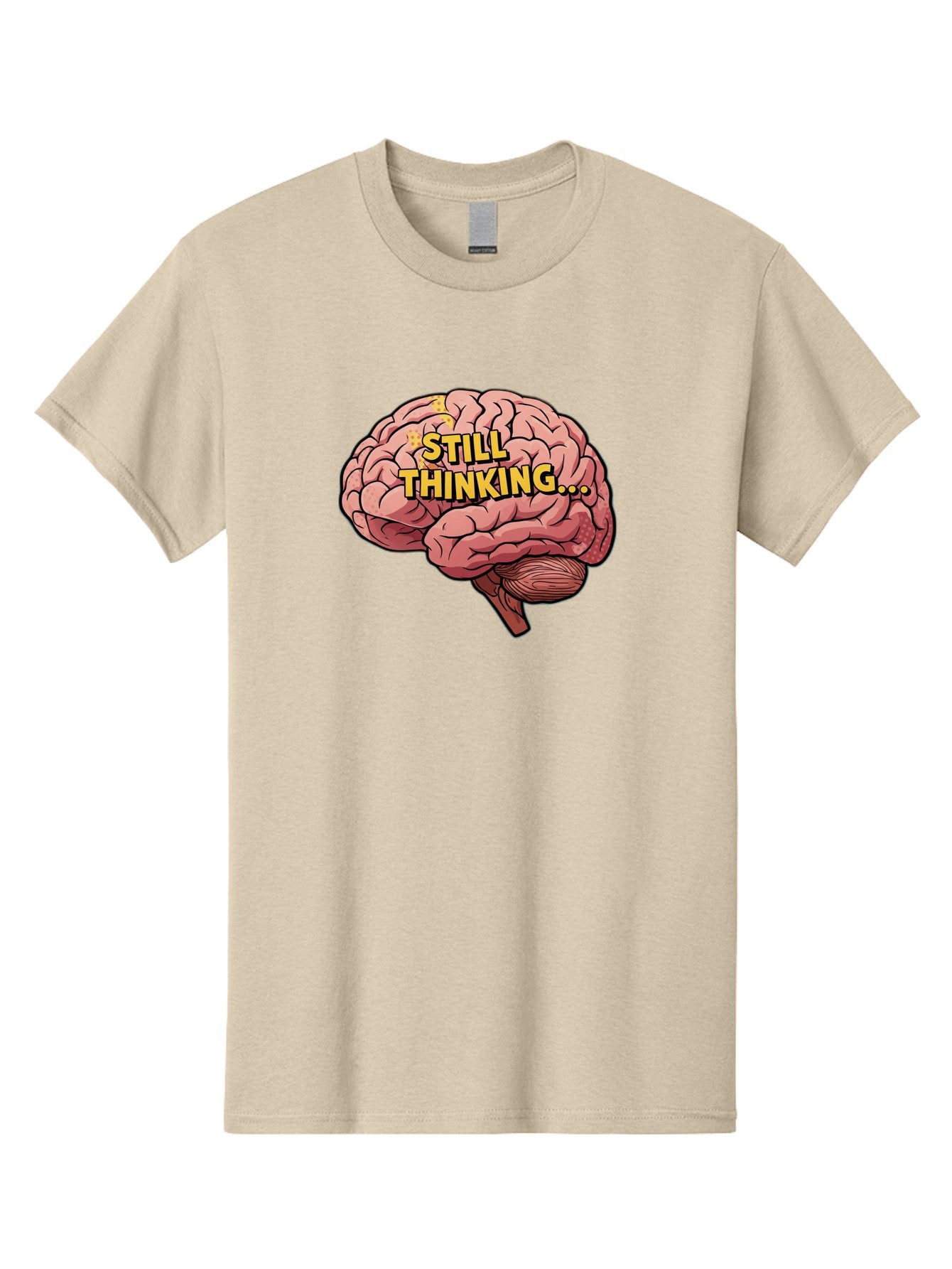 Still-Thinking-1 Men'S Graphic Tee, 100% Cotton, Comfortable Casual Summer Wear, Machine Washable, Human Brain, Thinking Process, Cognitive Function, Problem Solving, Mental Activity, Still Thinking, Cartoon Brain, Neuroscience, Bab465 8