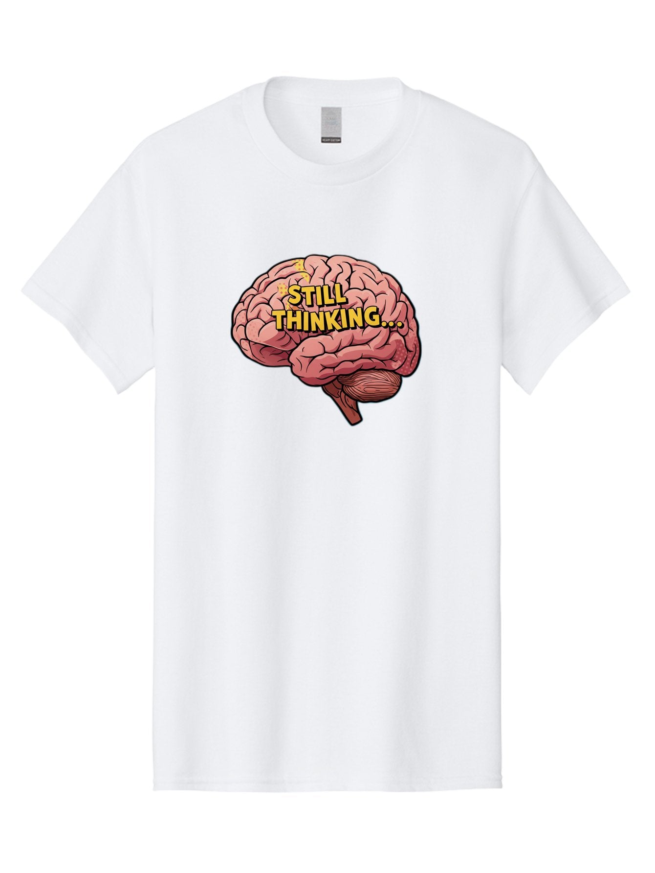 Still-Thinking-1 Men'S Graphic Tee, 100% Cotton, Comfortable Casual Summer Wear, Machine Washable, Human Brain, Thinking Process, Cognitive Function, Problem Solving, Mental Activity, Still Thinking, Cartoon Brain, Neuroscience, Bab465 4