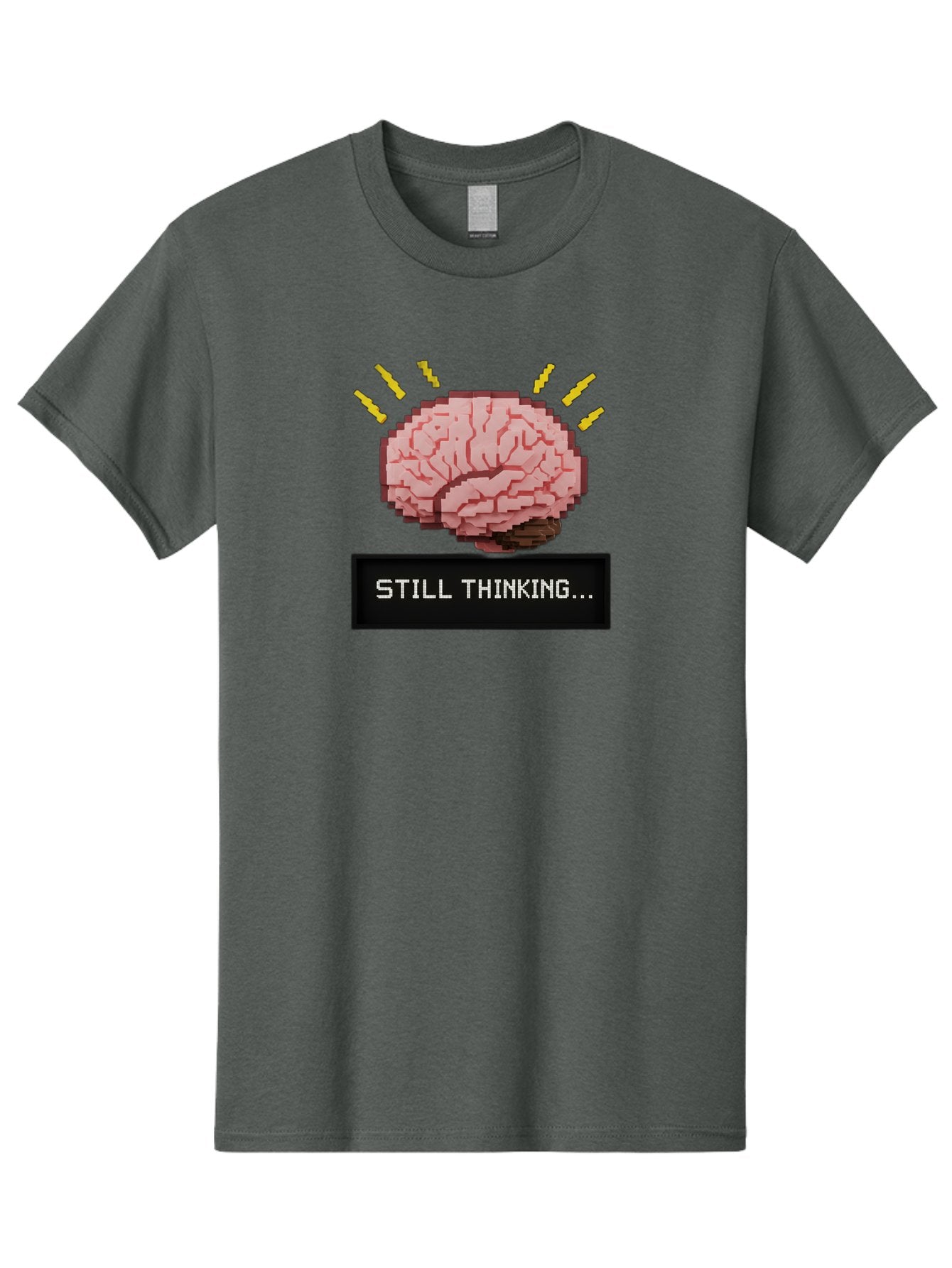 Still-Thinking-2 Men'S Graphic Tee, 100% Cotton, Comfortable Casual Summer Wear, Machine Washable, Pixel Art Brain, Thinking Face, Deep Thought, Problem Solving, Cognitive Function, Brain Activity, Still Thinking, Creative Thinking, Bab466 5