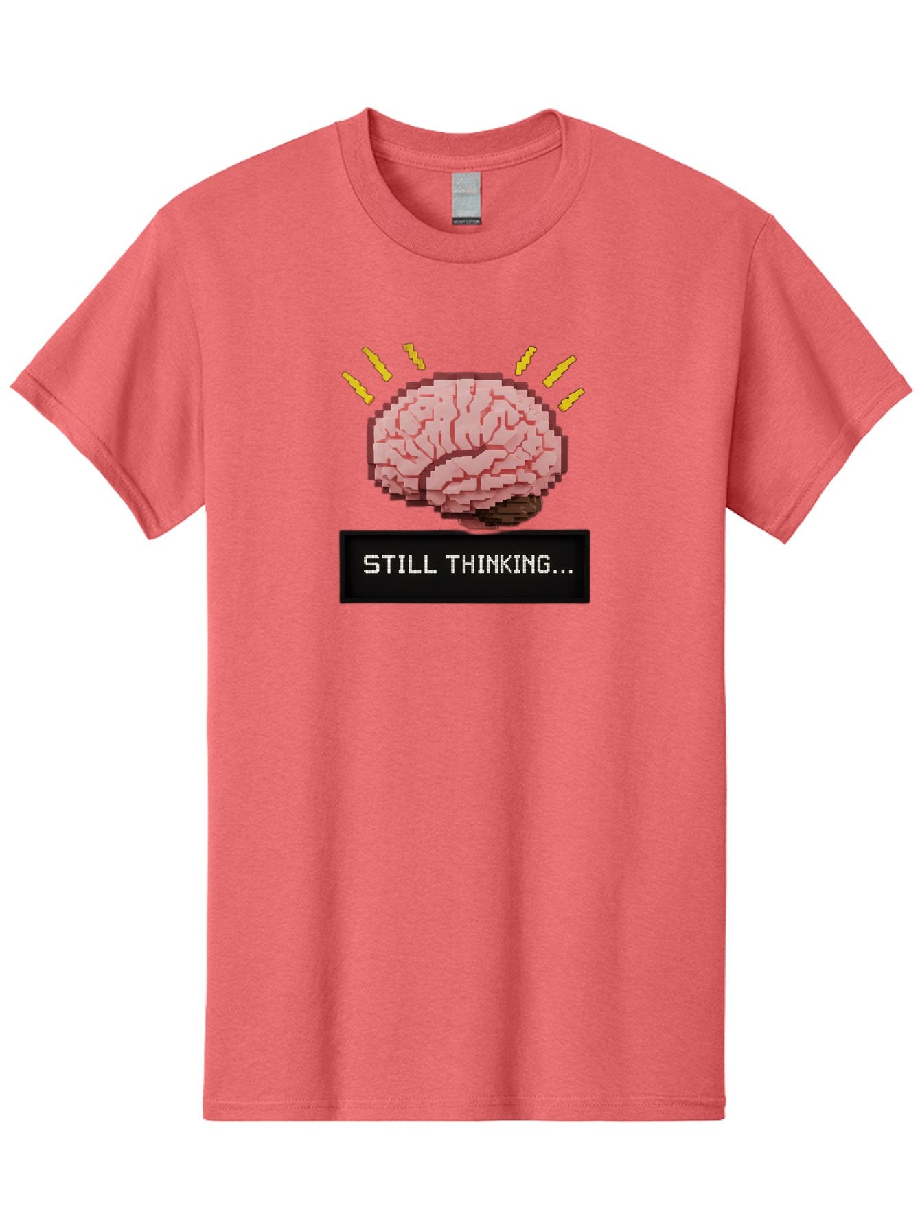 Still-Thinking-2 Men'S Graphic Tee, 100% Cotton, Comfortable Casual Summer Wear, Machine Washable, Pixel Art Brain, Thinking Face, Deep Thought, Problem Solving, Cognitive Function, Brain Activity, Still Thinking, Creative Thinking, Bab466 7