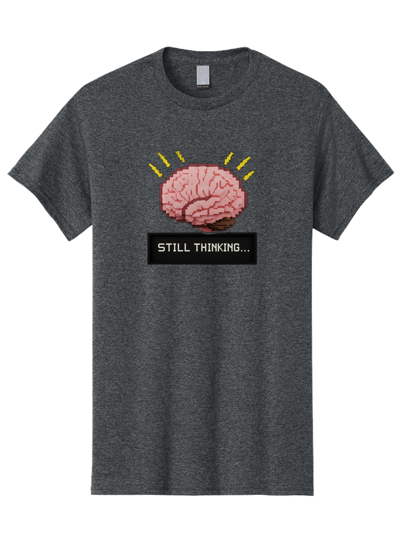 Still-Thinking-2 Men'S Graphic Tee, 100% Cotton, Comfortable Casual Summer Wear, Machine Washable, Pixel Art Brain, Thinking Face, Deep Thought, Problem Solving, Cognitive Function, Brain Activity, Still Thinking, Creative Thinking, Bab466 11