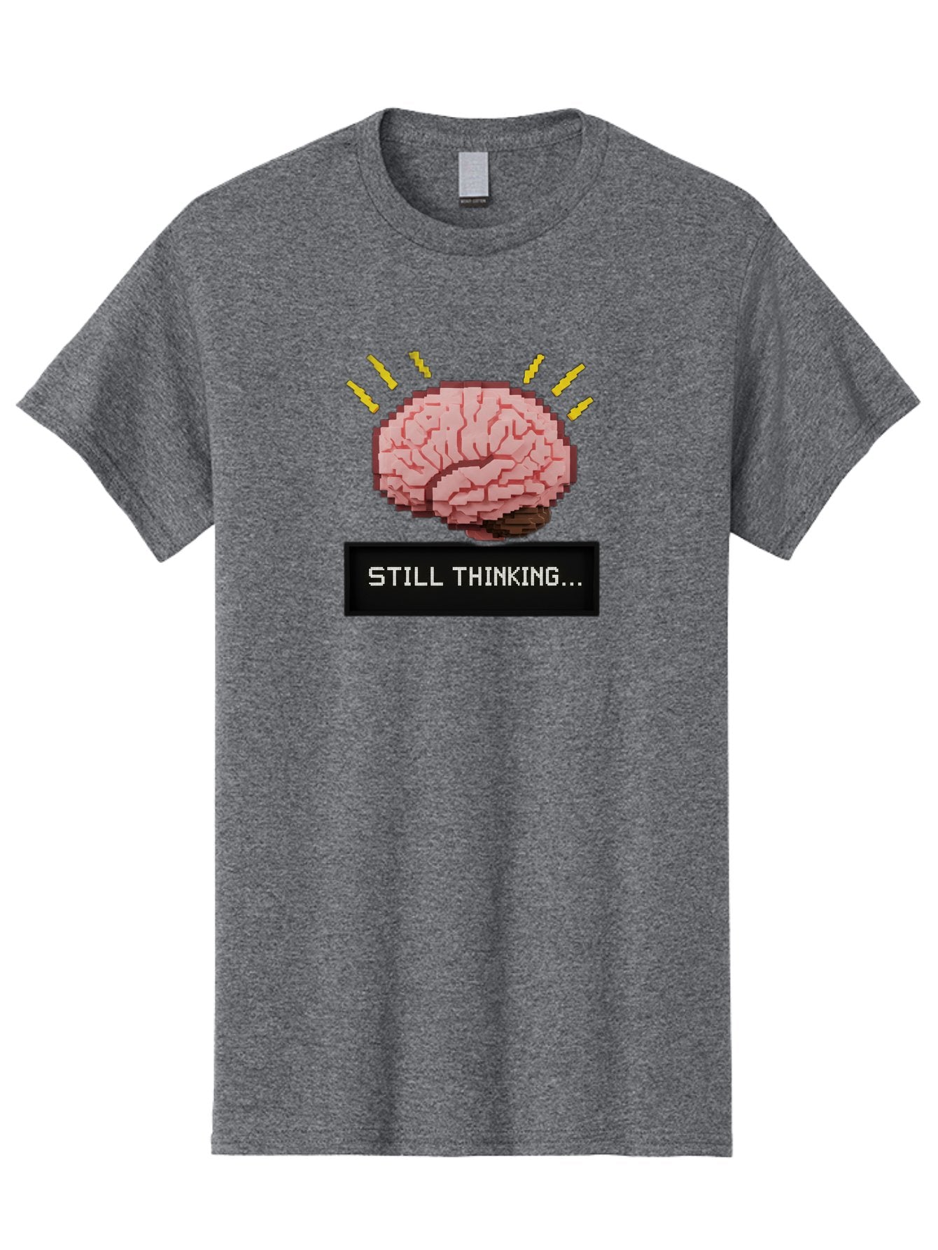 Still-Thinking-2 Men'S Graphic Tee, 100% Cotton, Comfortable Casual Summer Wear, Machine Washable, Pixel Art Brain, Thinking Face, Deep Thought, Problem Solving, Cognitive Function, Brain Activity, Still Thinking, Creative Thinking, Bab466 6