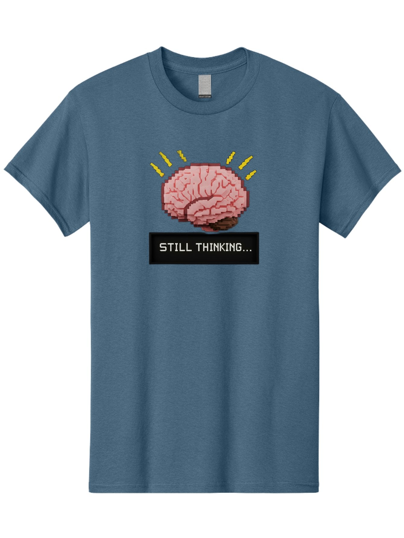 Still-Thinking-2 Men'S Graphic Tee, 100% Cotton, Comfortable Casual Summer Wear, Machine Washable, Pixel Art Brain, Thinking Face, Deep Thought, Problem Solving, Cognitive Function, Brain Activity, Still Thinking, Creative Thinking, Bab466 3
