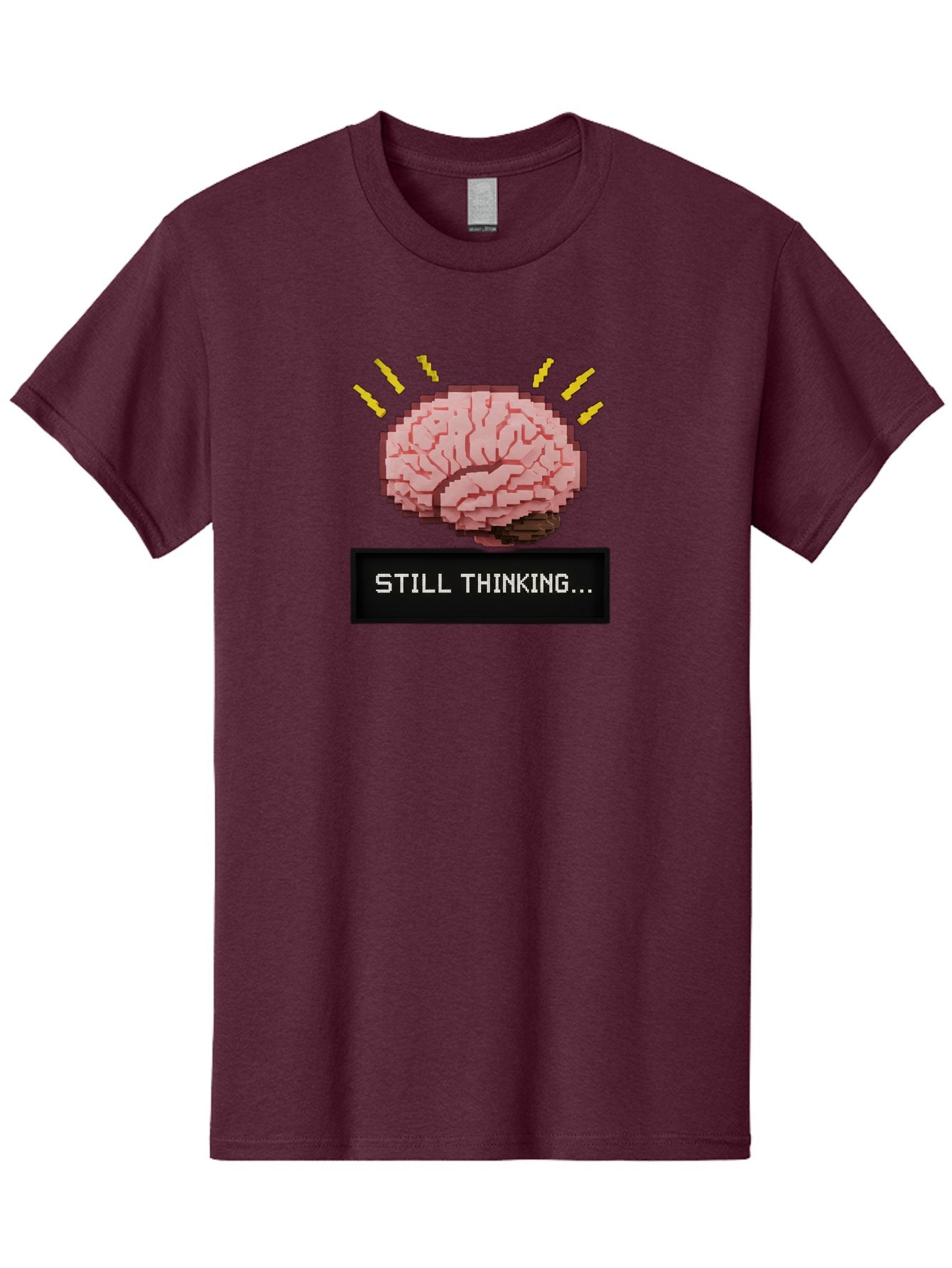 Still-Thinking-2 Men'S Graphic Tee, 100% Cotton, Comfortable Casual Summer Wear, Machine Washable, Pixel Art Brain, Thinking Face, Deep Thought, Problem Solving, Cognitive Function, Brain Activity, Still Thinking, Creative Thinking, Bab466 13