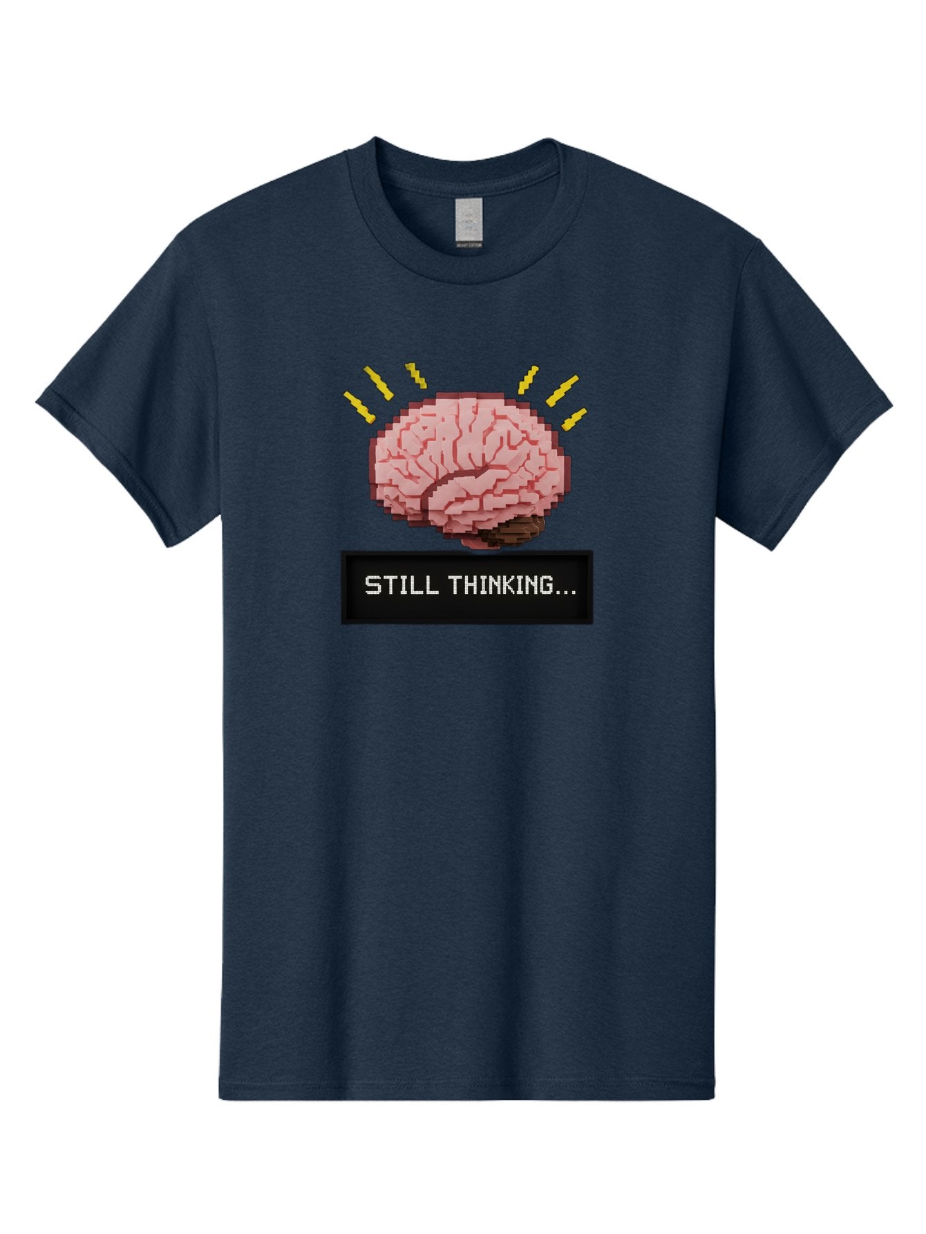 Still-Thinking-2 Men'S Graphic Tee, 100% Cotton, Comfortable Casual Summer Wear, Machine Washable, Pixel Art Brain, Thinking Face, Deep Thought, Problem Solving, Cognitive Function, Brain Activity, Still Thinking, Creative Thinking, Bab466