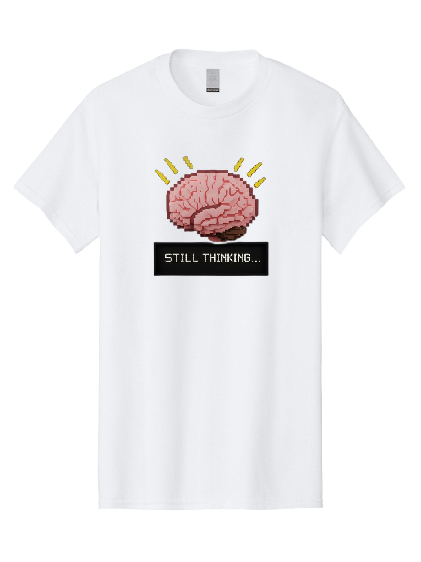 Still-Thinking-2 Men'S Graphic Tee, 100% Cotton, Comfortable Casual Summer Wear, Machine Washable, Pixel Art Brain, Thinking Face, Deep Thought, Problem Solving, Cognitive Function, Brain Activity, Still Thinking, Creative Thinking, Bab466 8