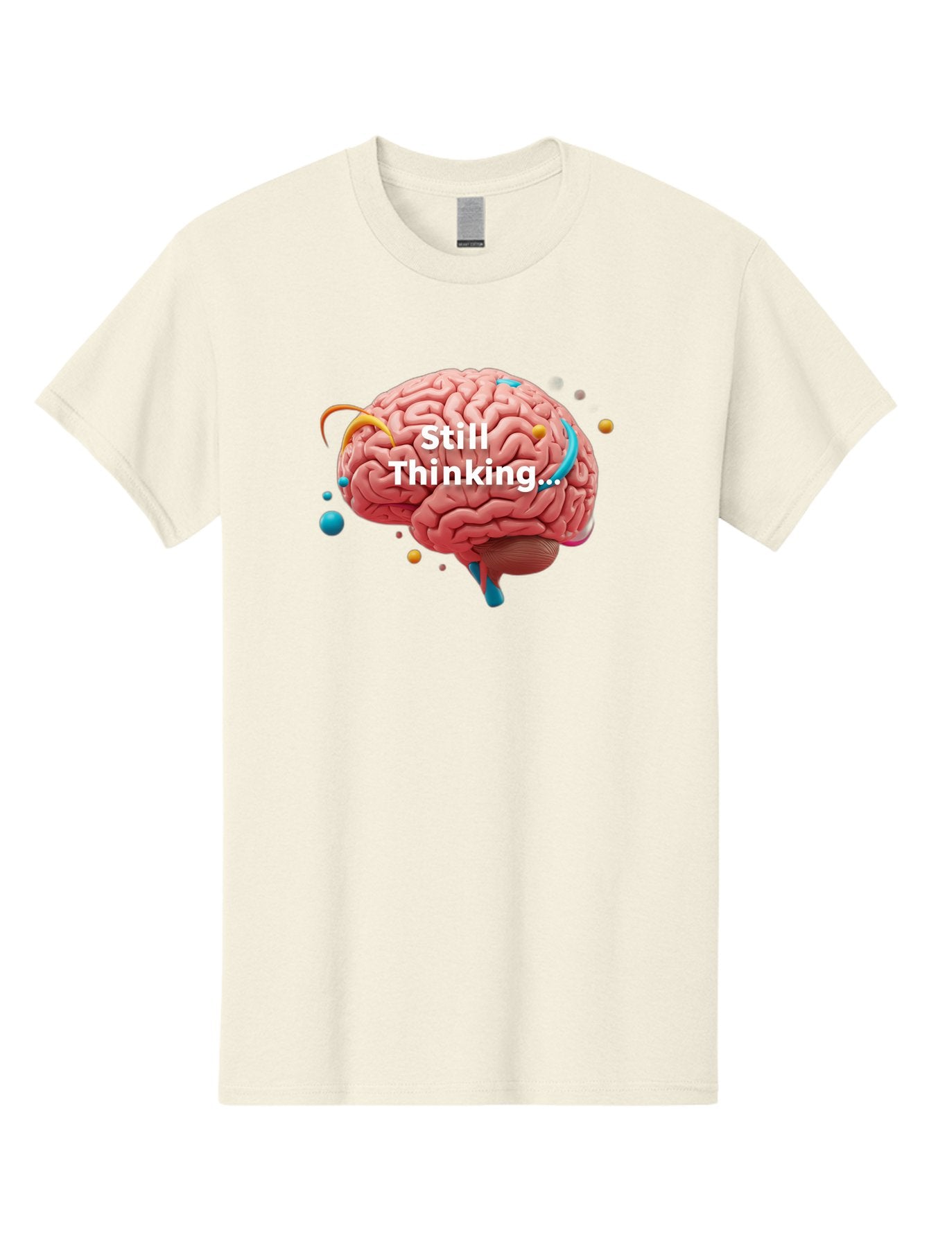 Still-Thinking-Brain-1 Men'S Graphic Tee, 100% Cotton, Comfortable Casual Summer Wear, Machine Washable, Human Brain, Creative Thinking, Abstract Shapes, Colorful Orbs, Idea Generation, Problem-Solving, Cognitive Process, Brainstorming, Bab468 9