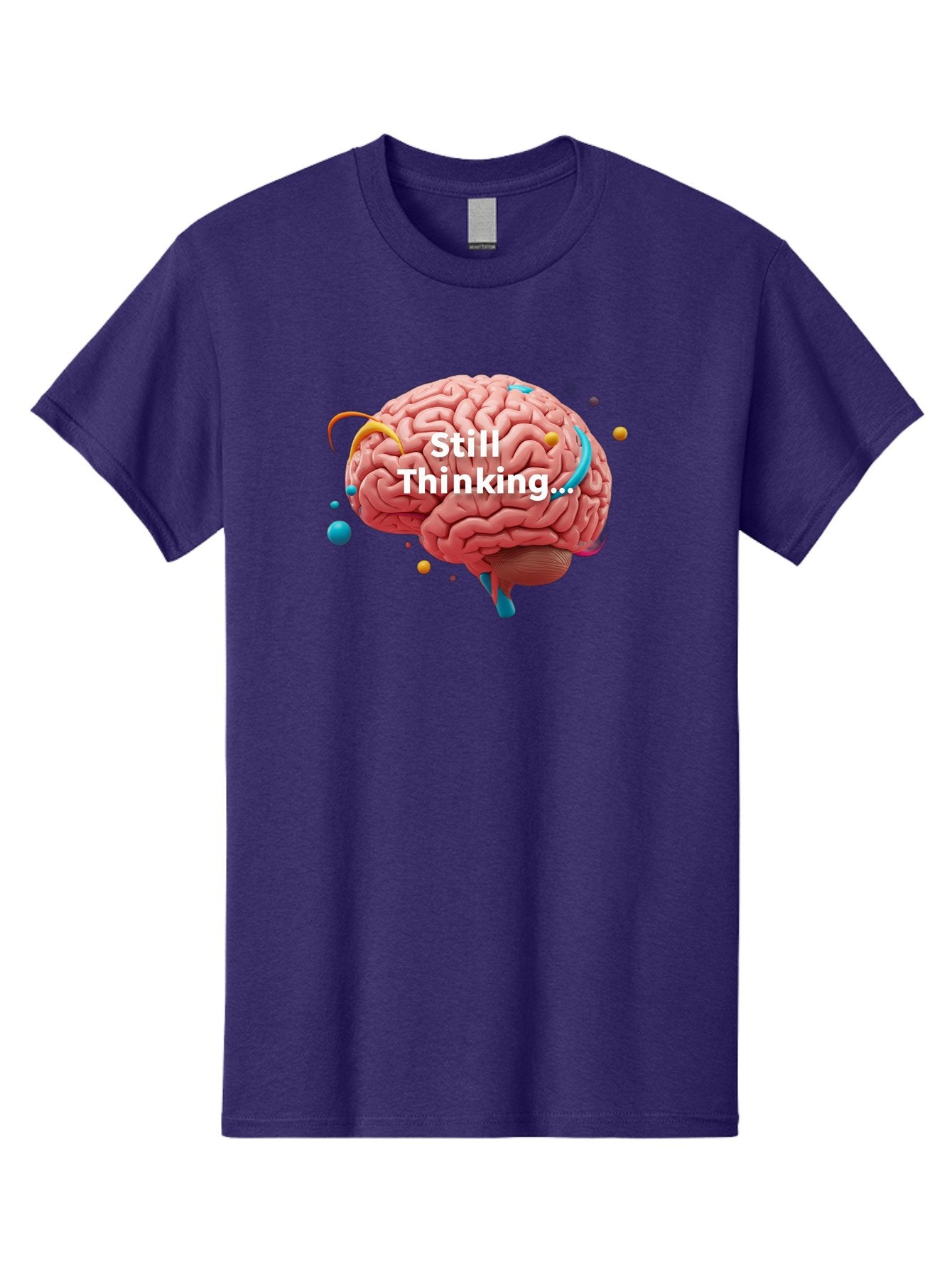 Still-Thinking-Brain-1 Men'S Graphic Tee, 100% Cotton, Comfortable Casual Summer Wear, Machine Washable, Human Brain, Creative Thinking, Abstract Shapes, Colorful Orbs, Idea Generation, Problem-Solving, Cognitive Process, Brainstorming, Bab468 6