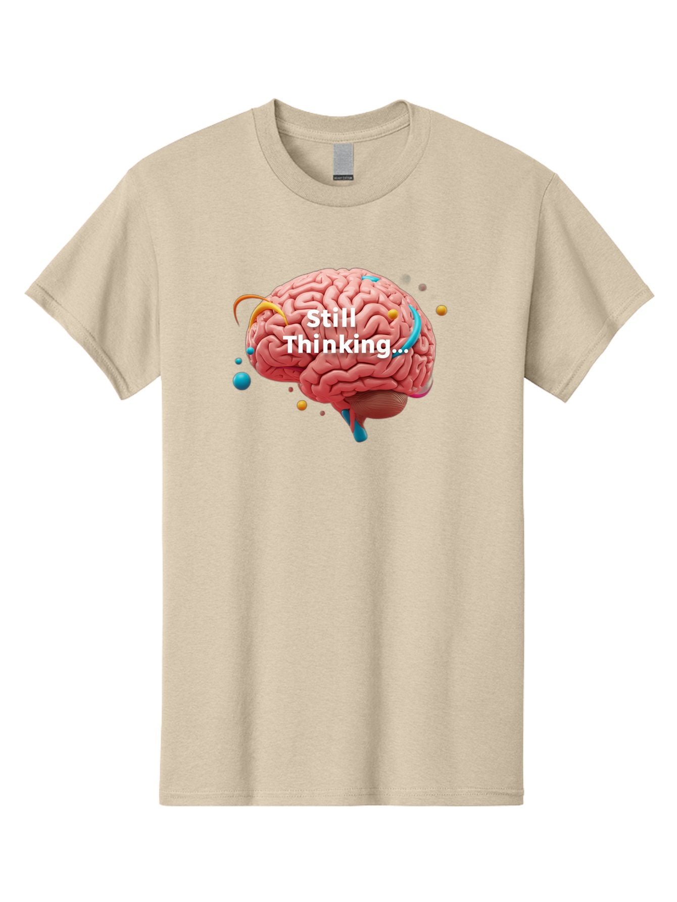 Still-Thinking-Brain-1 Men'S Graphic Tee, 100% Cotton, Comfortable Casual Summer Wear, Machine Washable, Human Brain, Creative Thinking, Abstract Shapes, Colorful Orbs, Idea Generation, Problem-Solving, Cognitive Process, Brainstorming, Bab468 12