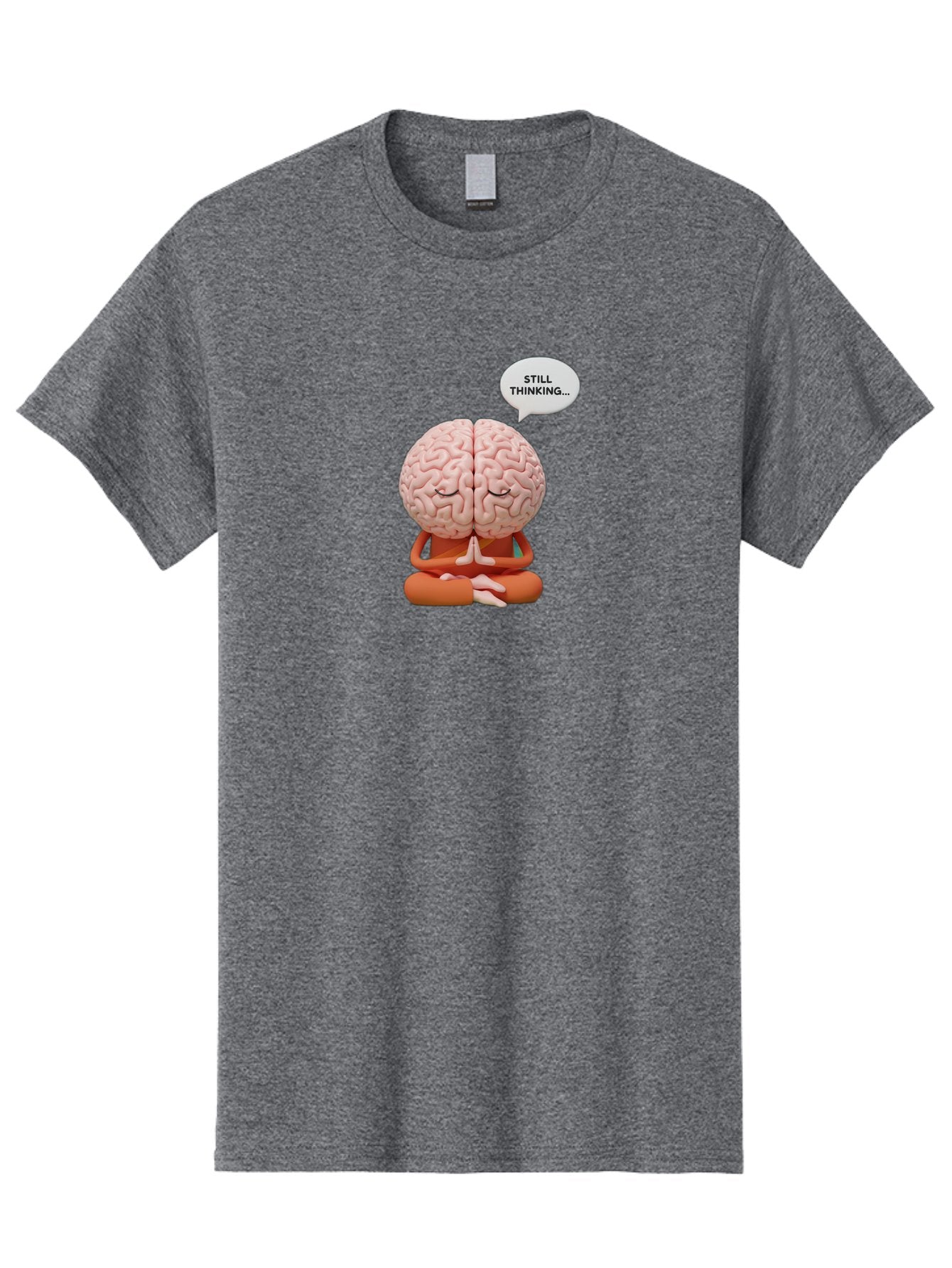 Still-Thinking-Brain-2 Men'S Graphic Tee, 100% Cotton, Comfortable Casual Summer Wear, Machine Washable, Brain Meditating, Thought Bubble, Still Thinking, Meditation Pose, Deep Thought, Mindfulness, Cognitive Function, Brain Power, Bab469
