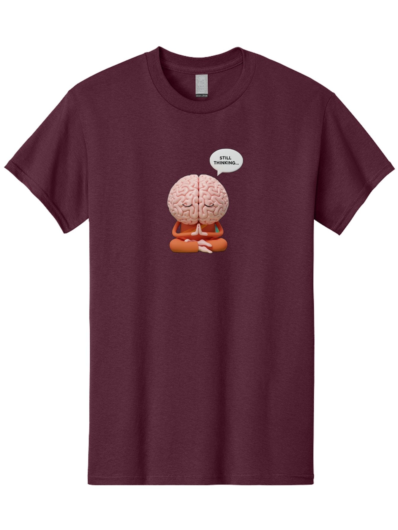 Still-Thinking-Brain-2 Men'S Graphic Tee, 100% Cotton, Comfortable Casual Summer Wear, Machine Washable, Brain Meditating, Thought Bubble, Still Thinking, Meditation Pose, Deep Thought, Mindfulness, Cognitive Function, Brain Power, Bab469