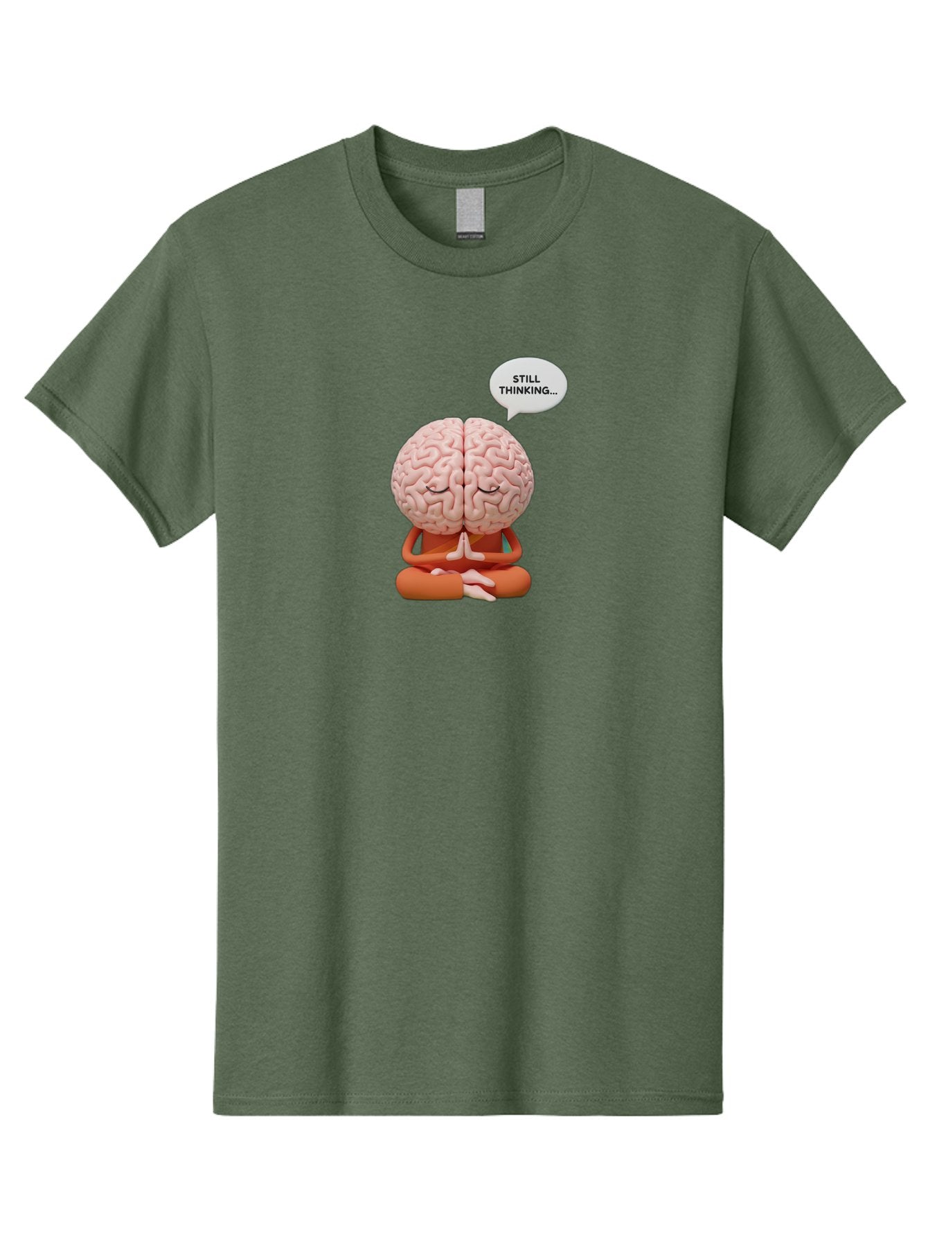Still-Thinking-Brain-2 Men'S Graphic Tee, 100% Cotton, Comfortable Casual Summer Wear, Machine Washable, Brain Meditating, Thought Bubble, Still Thinking, Meditation Pose, Deep Thought, Mindfulness, Cognitive Function, Brain Power, Bab469 3