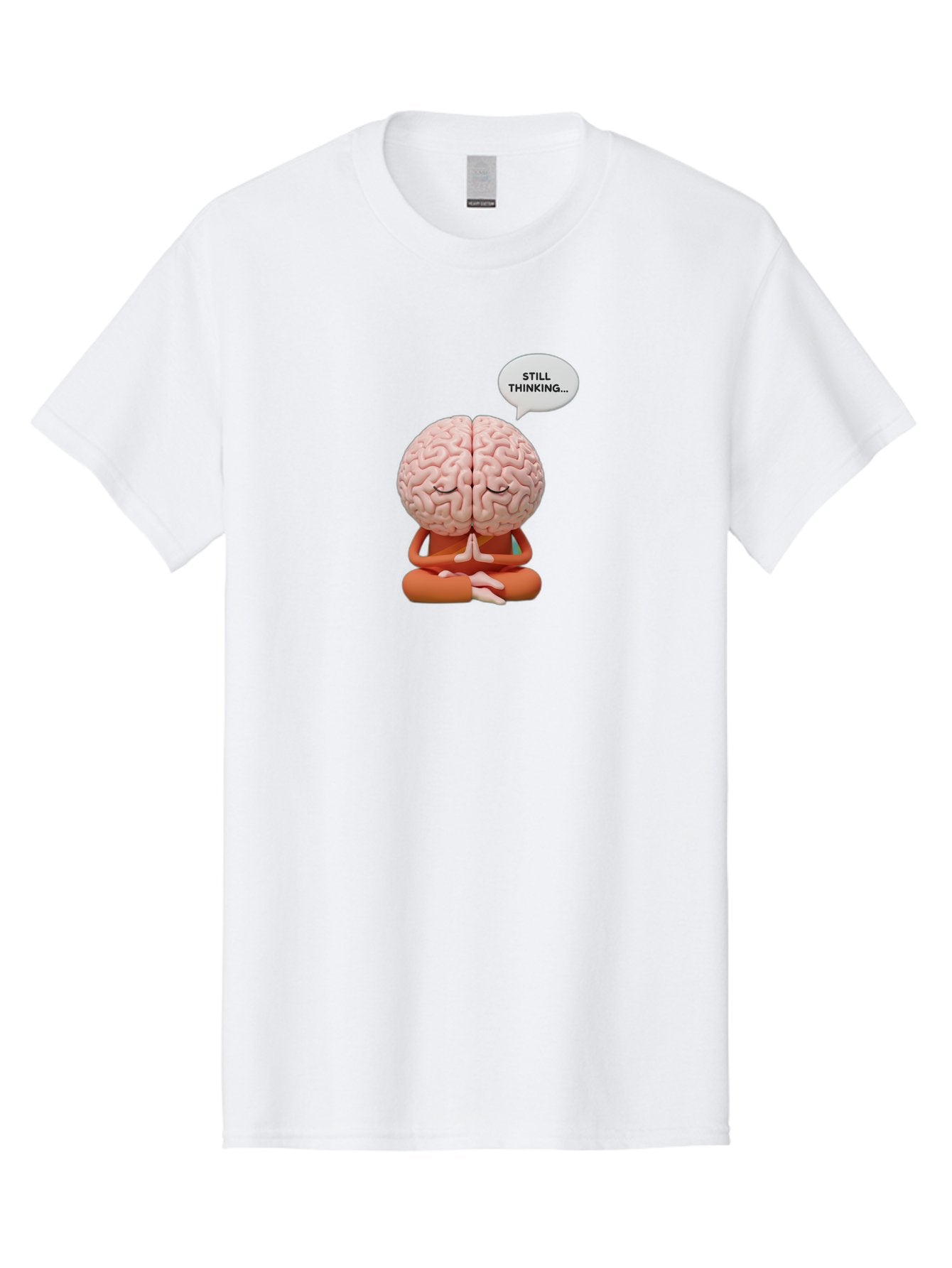 Still-Thinking-Brain-2 Men'S Graphic Tee, 100% Cotton, Comfortable Casual Summer Wear, Machine Washable, Brain Meditating, Thought Bubble, Still Thinking, Meditation Pose, Deep Thought, Mindfulness, Cognitive Function, Brain Power, Bab469 11