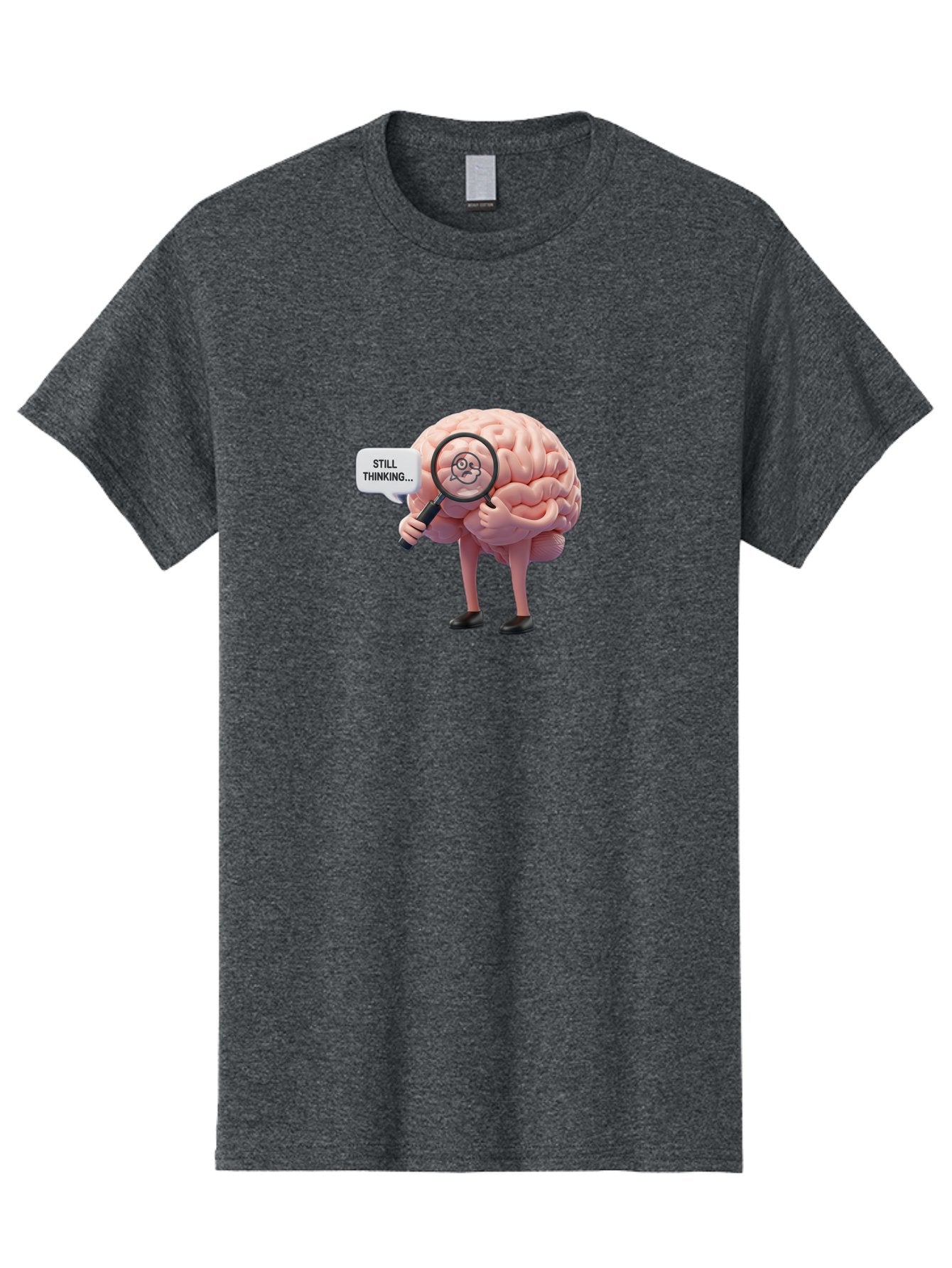 Still-Thinking-Brain-3 Men'S Graphic Tee, 100% Cotton, Comfortable Casual Summer Wear, Machine Washable, Human Brain Character, Deep Thinking, Problem Solving, Brain Analysis, Magnifying Glass, Thought Process, Cognitive Function, Bab470 4