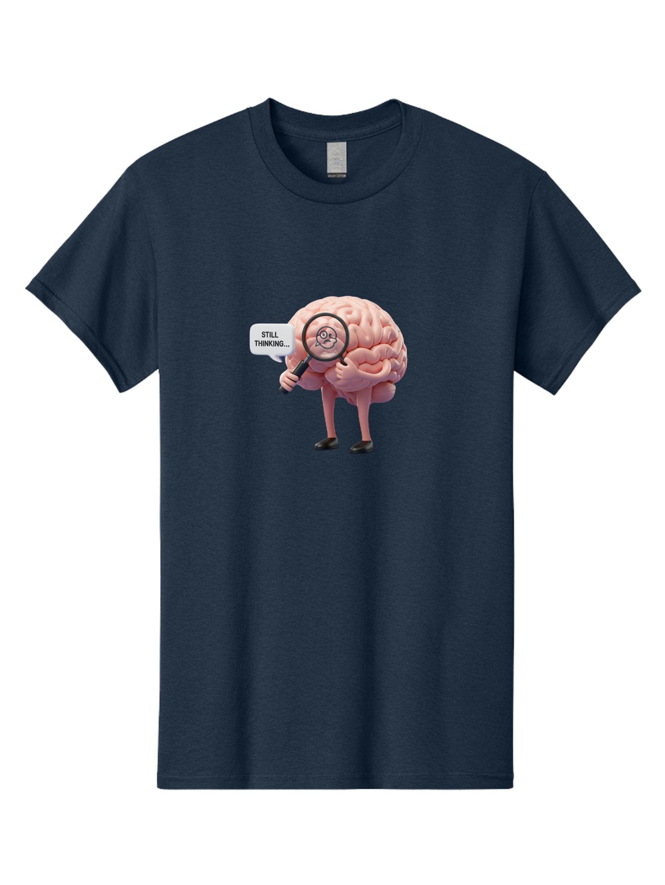 Still-Thinking-Brain-3 Men'S Graphic Tee, 100% Cotton, Comfortable Casual Summer Wear, Machine Washable, Human Brain Character, Deep Thinking, Problem Solving, Brain Analysis, Magnifying Glass, Thought Process, Cognitive Function, Bab470 5
