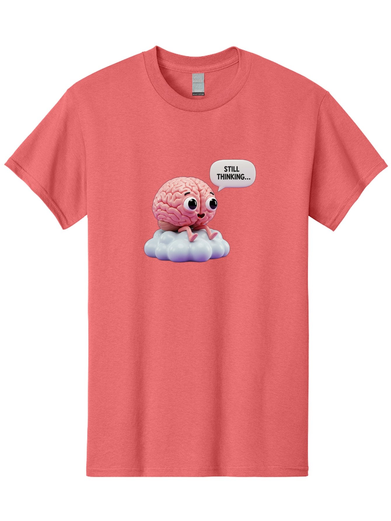 Still-Thinking-Brain Men'S Graphic Tee, 100% Cotton, Comfortable Casual Summer Wear, Machine Washable, Cartoon Brain, Thinking Face, Problem Solving, Decision Making, Critical Thinking, Cognitive Function, Brain Power, Funny Character, Bab471 7