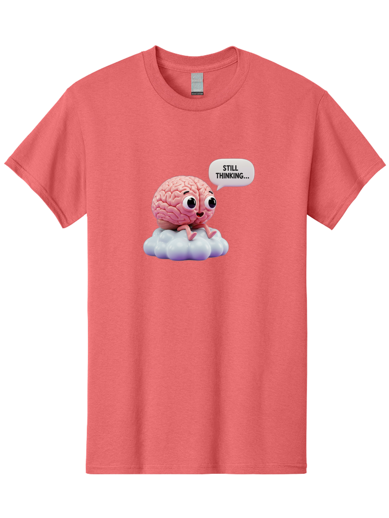 Still-Thinking-Brain Men'S Graphic Tee, 100% Cotton, Comfortable Casual Summer Wear, Machine Washable, Cartoon Brain, Thinking Face, Problem Solving, Decision Making, Critical Thinking, Cognitive Function, Brain Power, Funny Character, Bab471 25