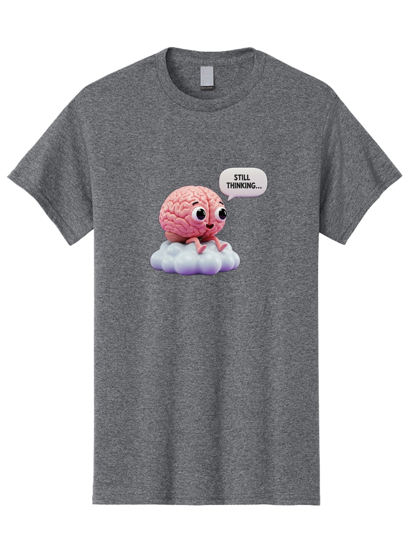 Still-Thinking-Brain Men'S Graphic Tee, 100% Cotton, Comfortable Casual Summer Wear, Machine Washable, Cartoon Brain, Thinking Face, Problem Solving, Decision Making, Critical Thinking, Cognitive Function, Brain Power, Funny Character, Bab471 5