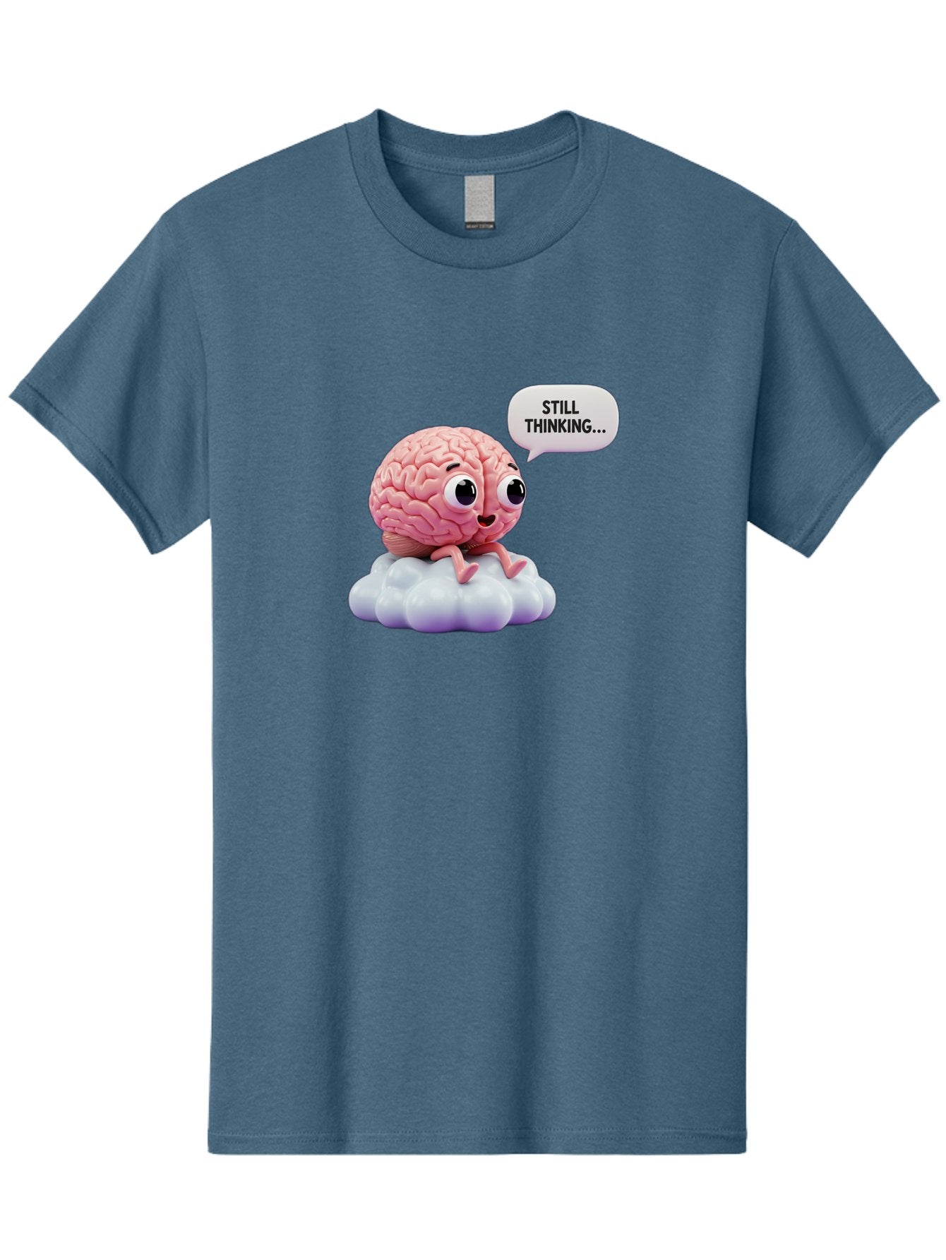 Still-Thinking-Brain Men'S Graphic Tee, 100% Cotton, Comfortable Casual Summer Wear, Machine Washable, Cartoon Brain, Thinking Face, Problem Solving, Decision Making, Critical Thinking, Cognitive Function, Brain Power, Funny Character, Bab471 13