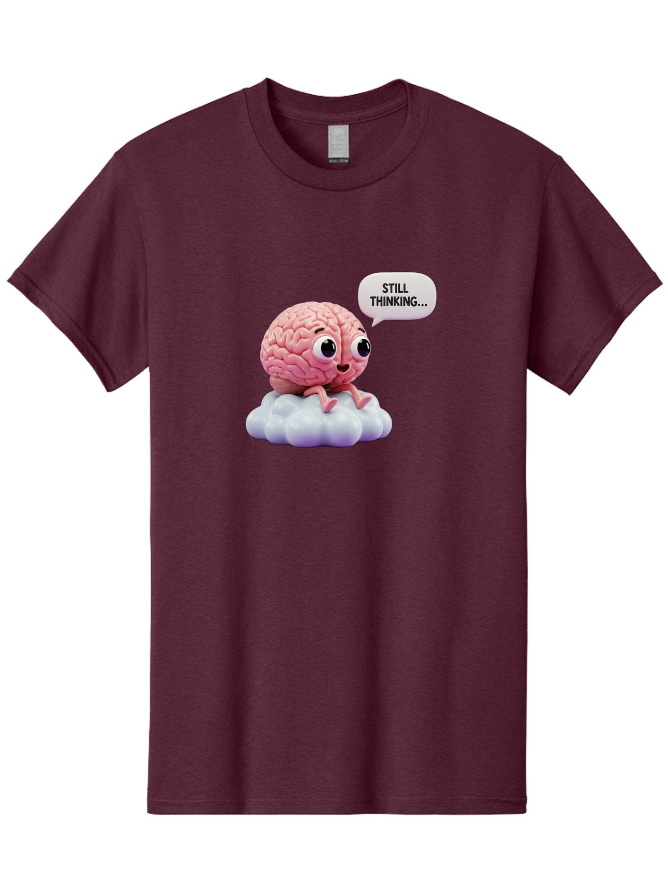 Still-Thinking-Brain Men'S Graphic Tee, 100% Cotton, Comfortable Casual Summer Wear, Machine Washable, Cartoon Brain, Thinking Face, Problem Solving, Decision Making, Critical Thinking, Cognitive Function, Brain Power, Funny Character, Bab471 12